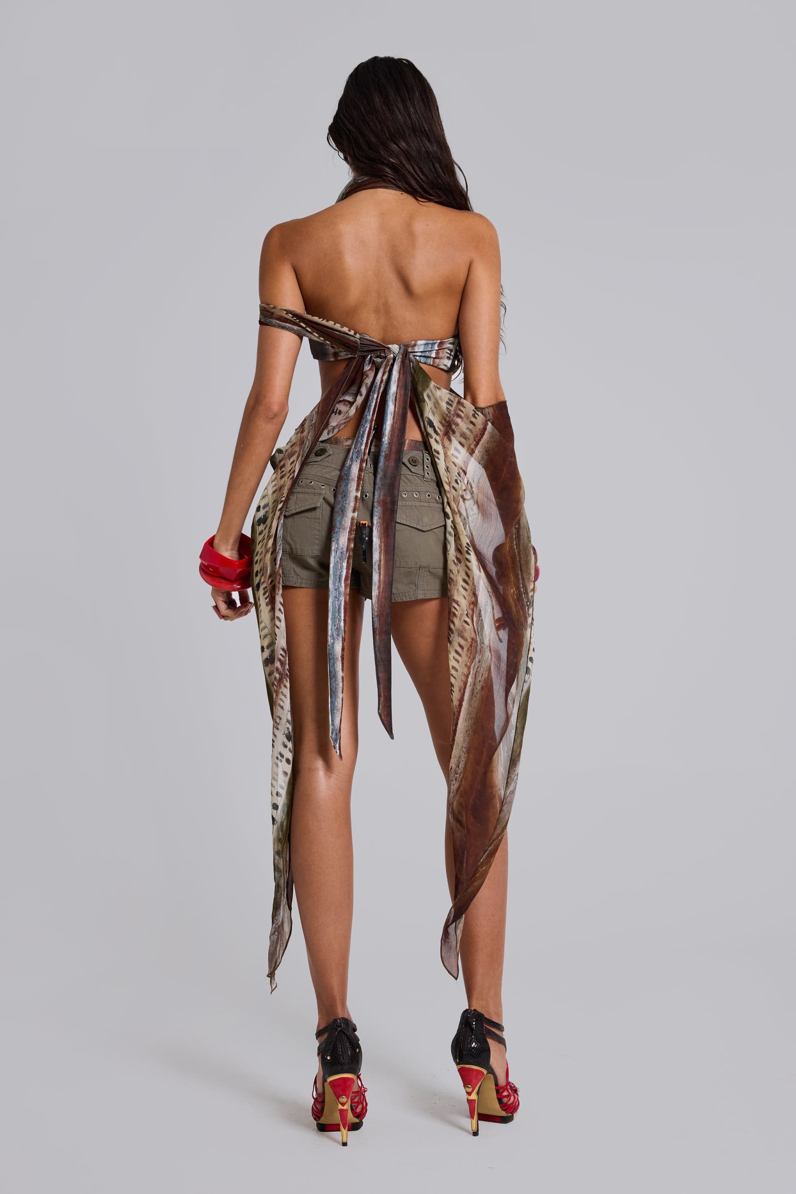 Ostreya Asymmetric Chiffon Bandeau Bikini Top