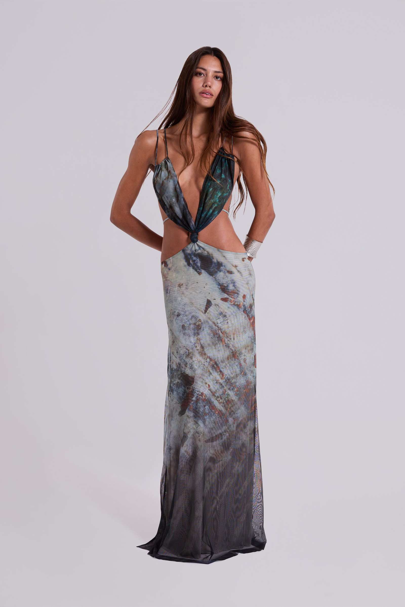 Azariah Maxi Dress With Turquoise Trim