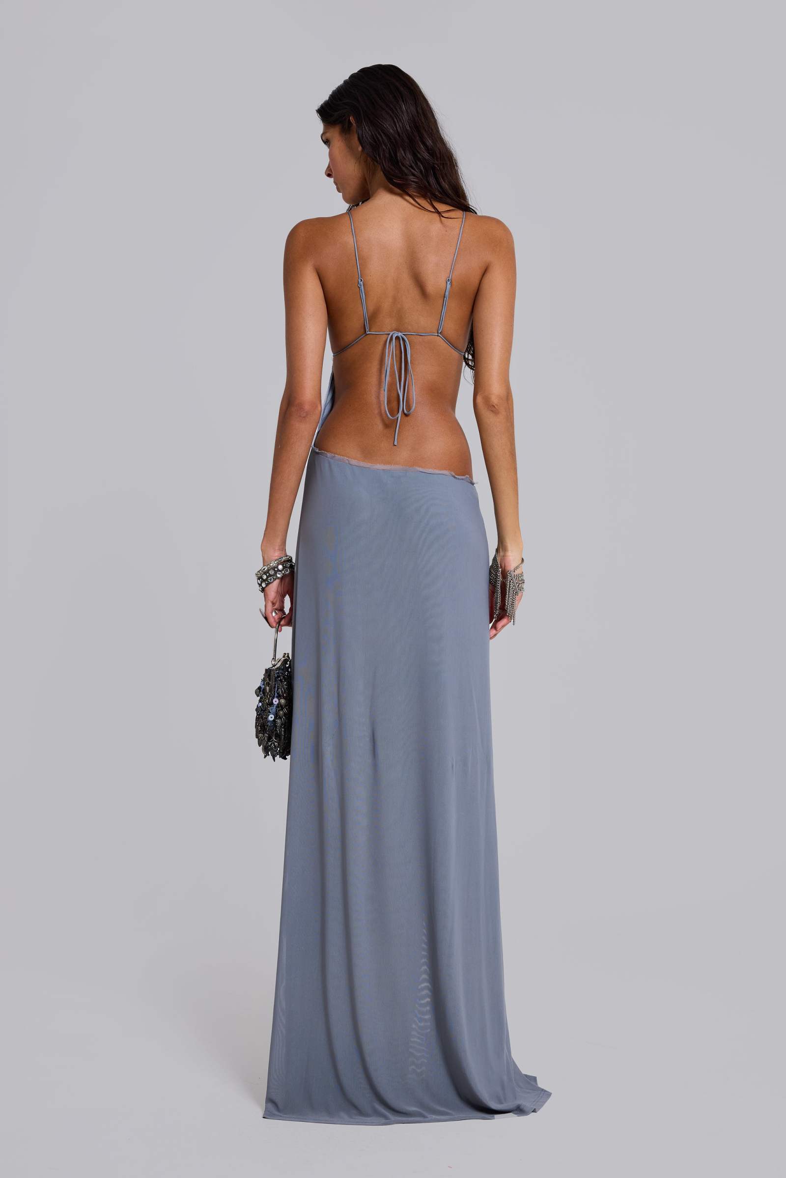 Brisa Asymmetric Hand-Beaded Maxi Dress
