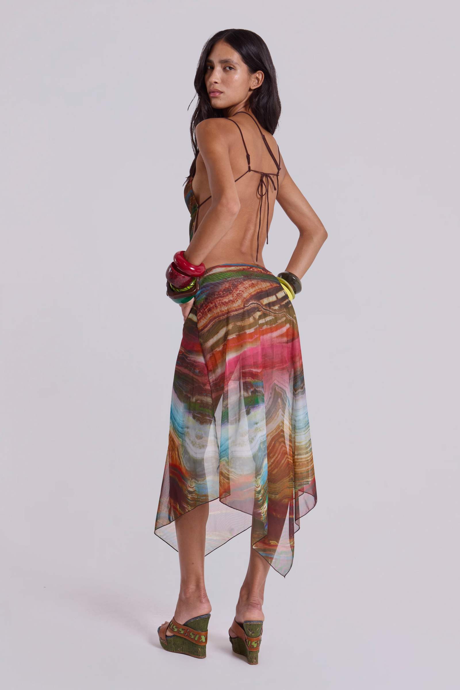 Kaia Midi Dress with Wooden Trims