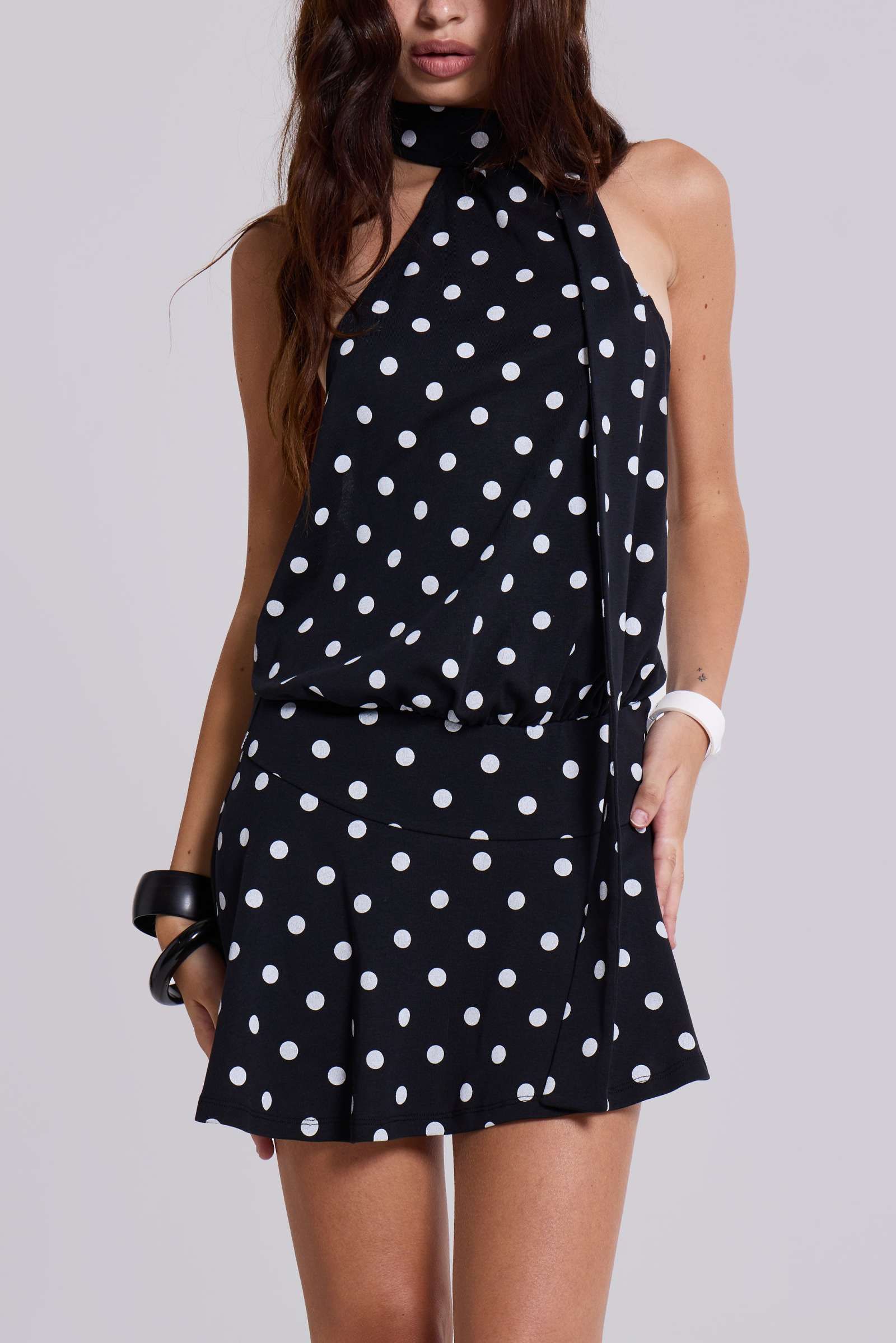 Enya Backless Mini Dress in XL Polkadot