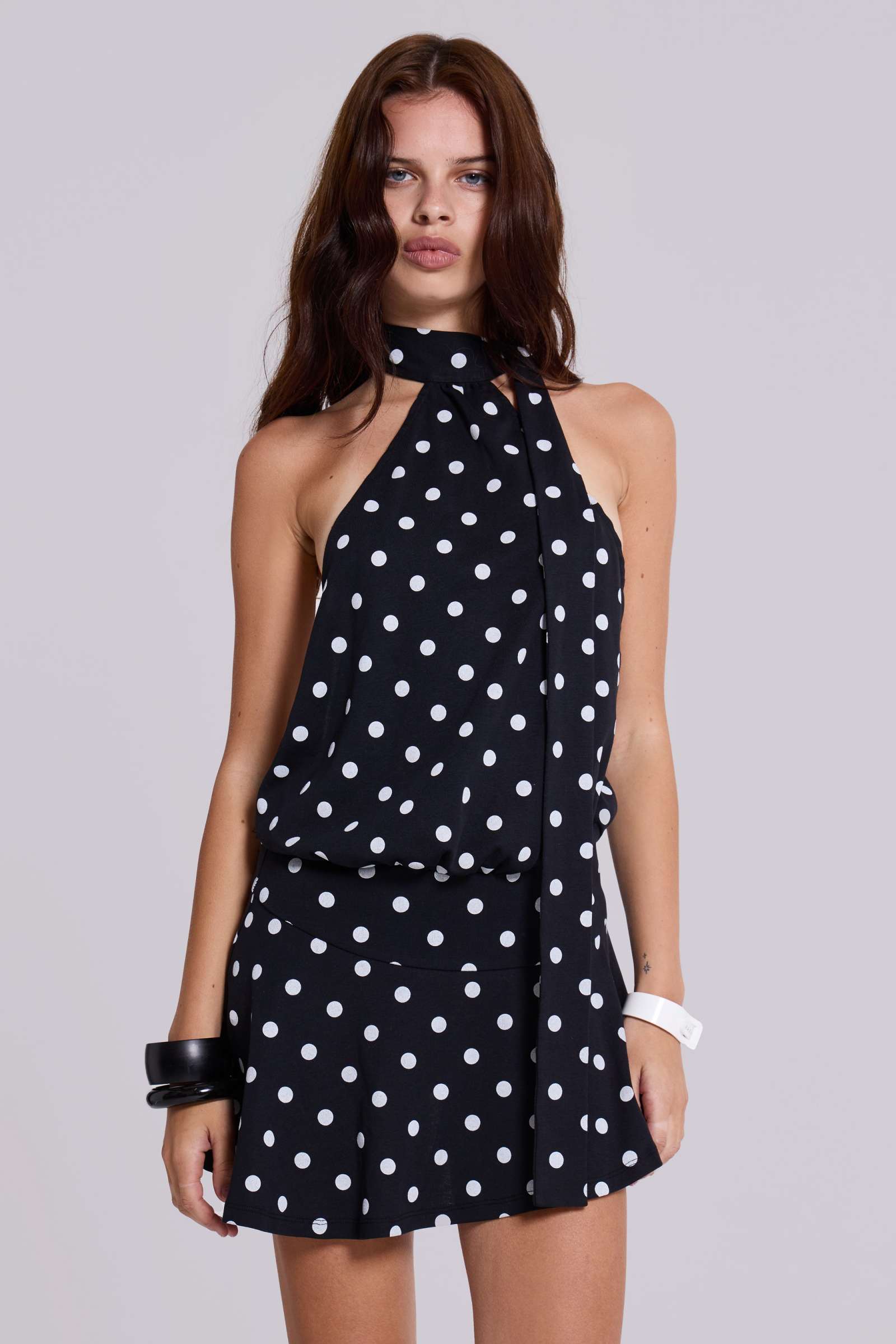 Enya Backless Mini Dress in XL Polkadot