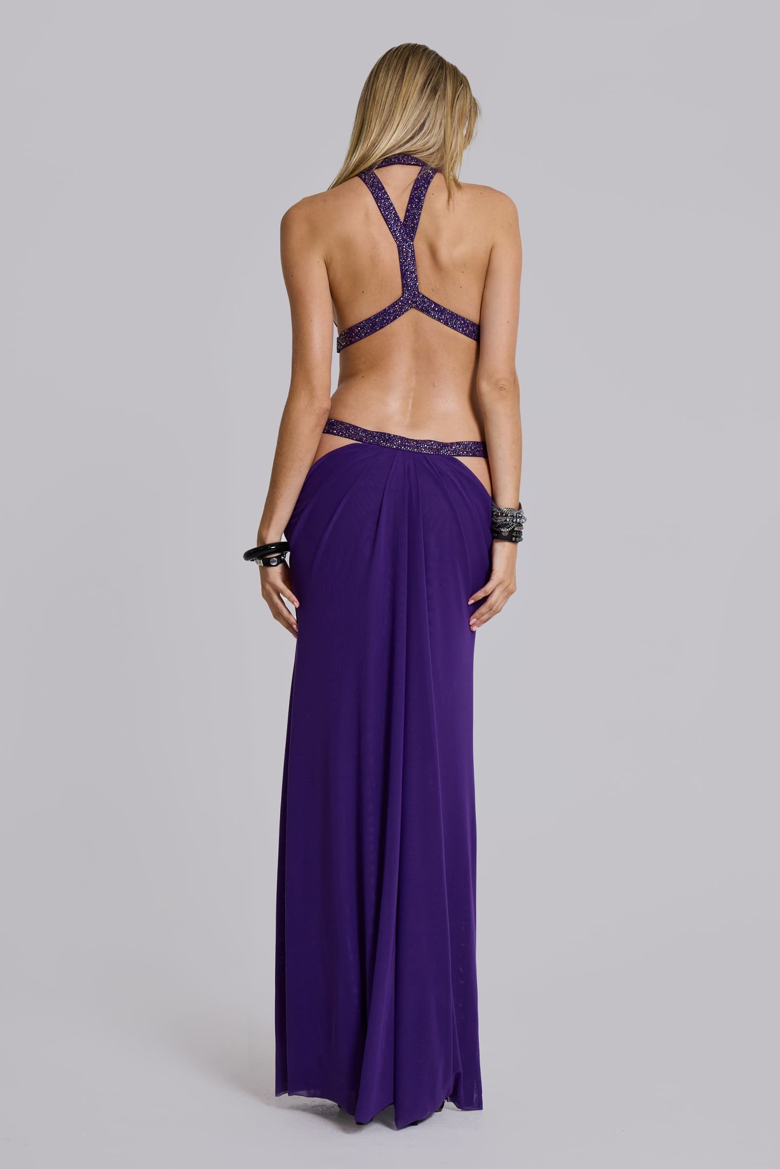 6AM Cut Out Maxi Dress in Violet