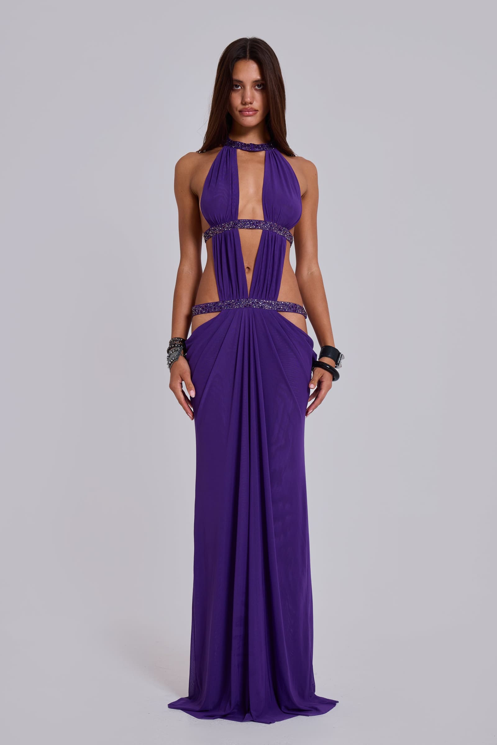 6AM Cut Out Maxi Dress in Violet