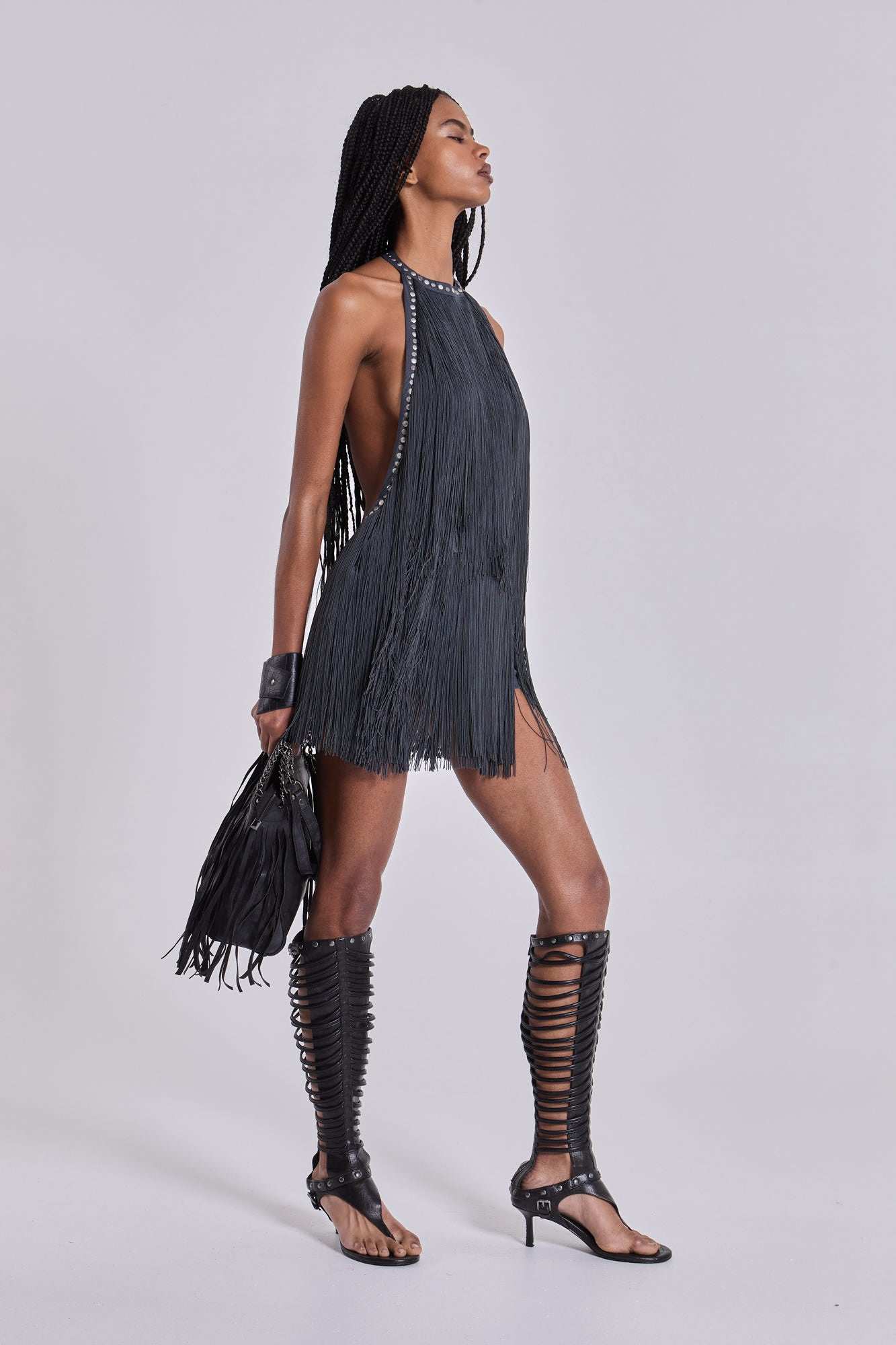 Vadra Backless Fringe Mini Dress Vadra Backless Fringe Mini Dress