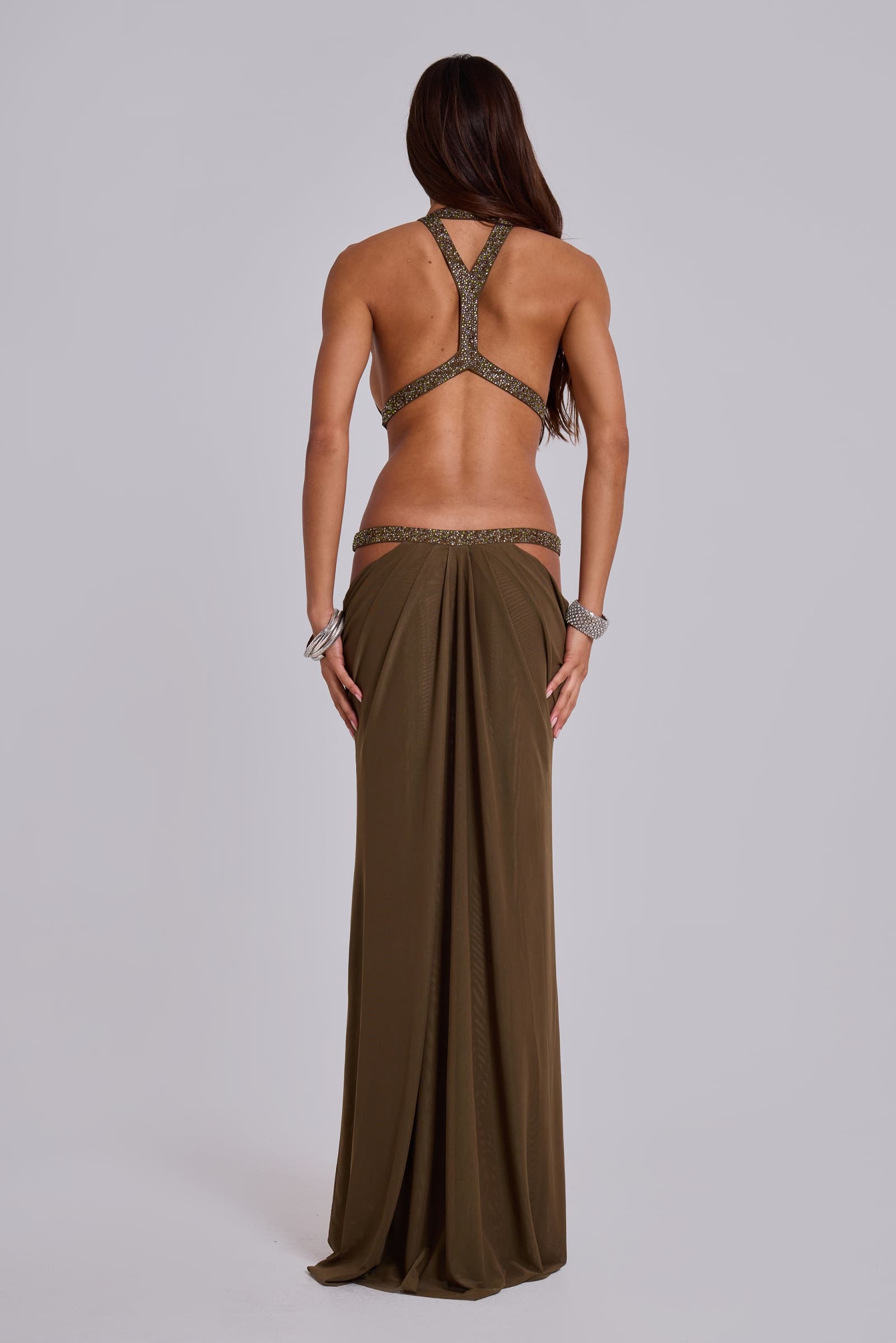 6AM Cut Out Maxi Dress in Moss