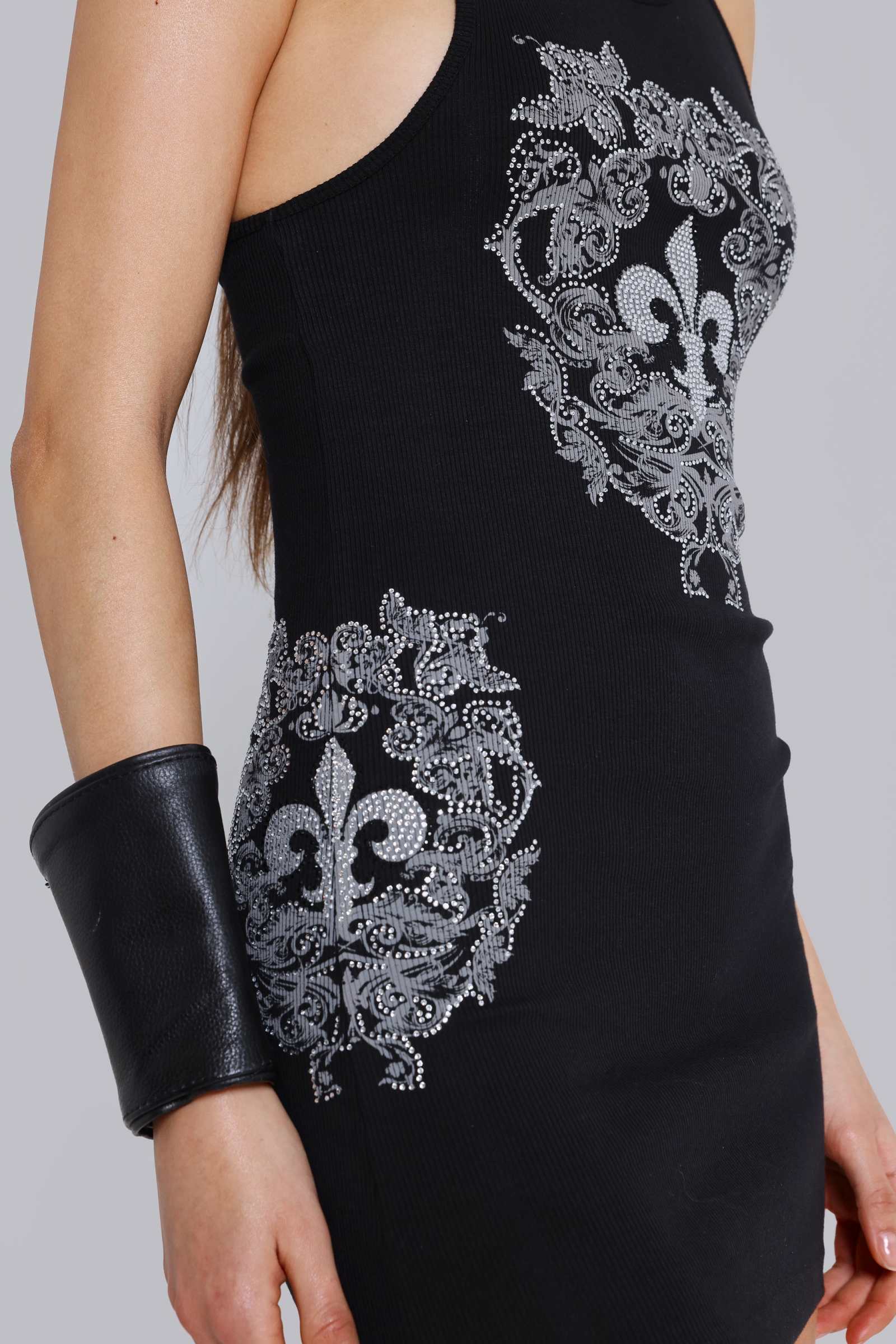 Rock Revival Rhinestone Fleur de Lis Vest Mini Dress