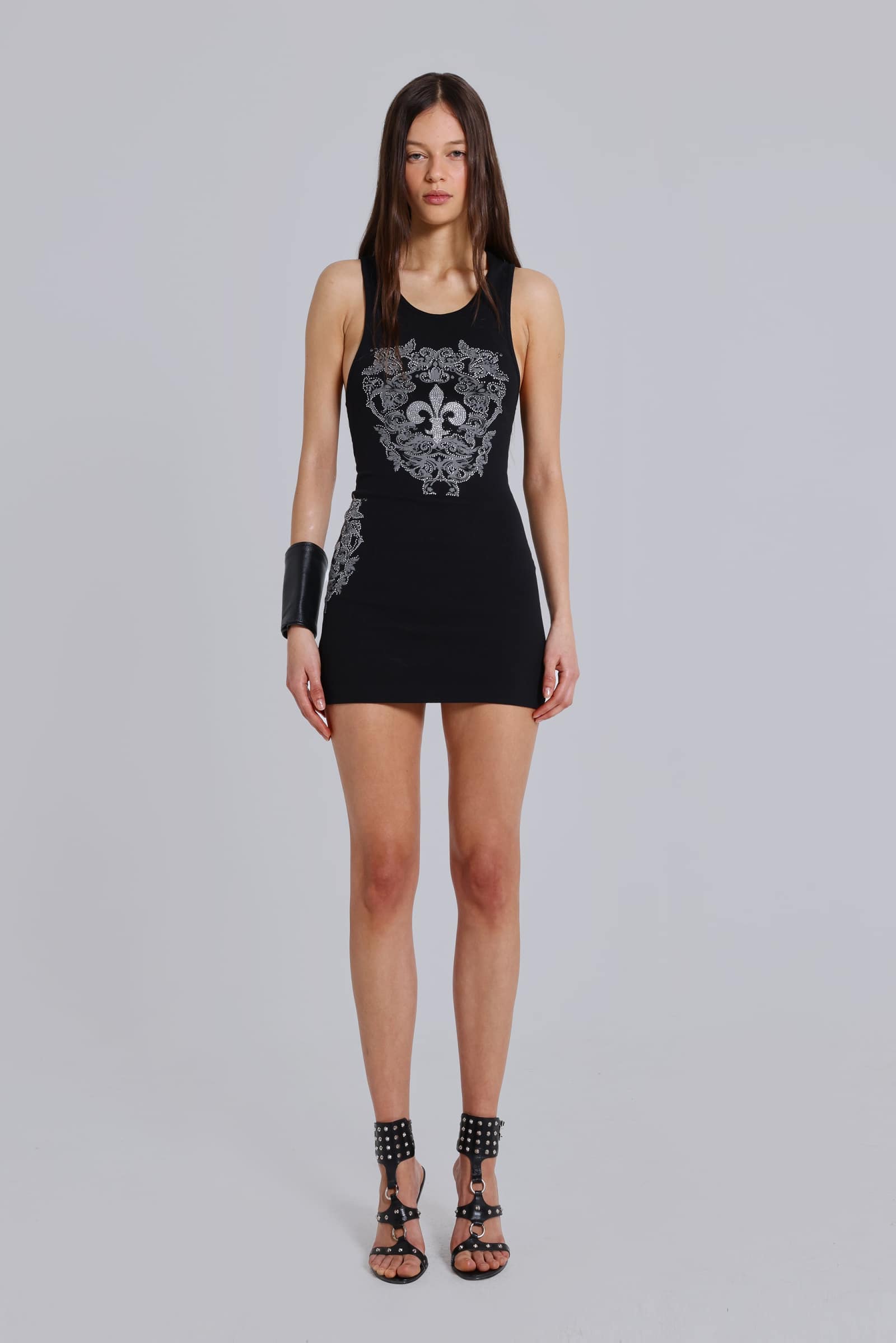 Rock Revival Rhinestone Fleur de Lis Vest Mini Dress