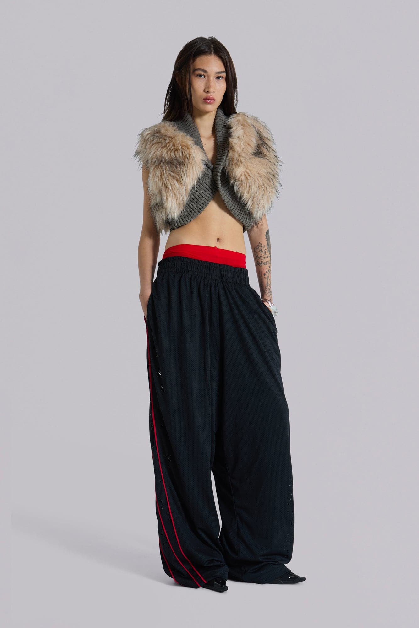 Meka Faux Fur Knit Shrug