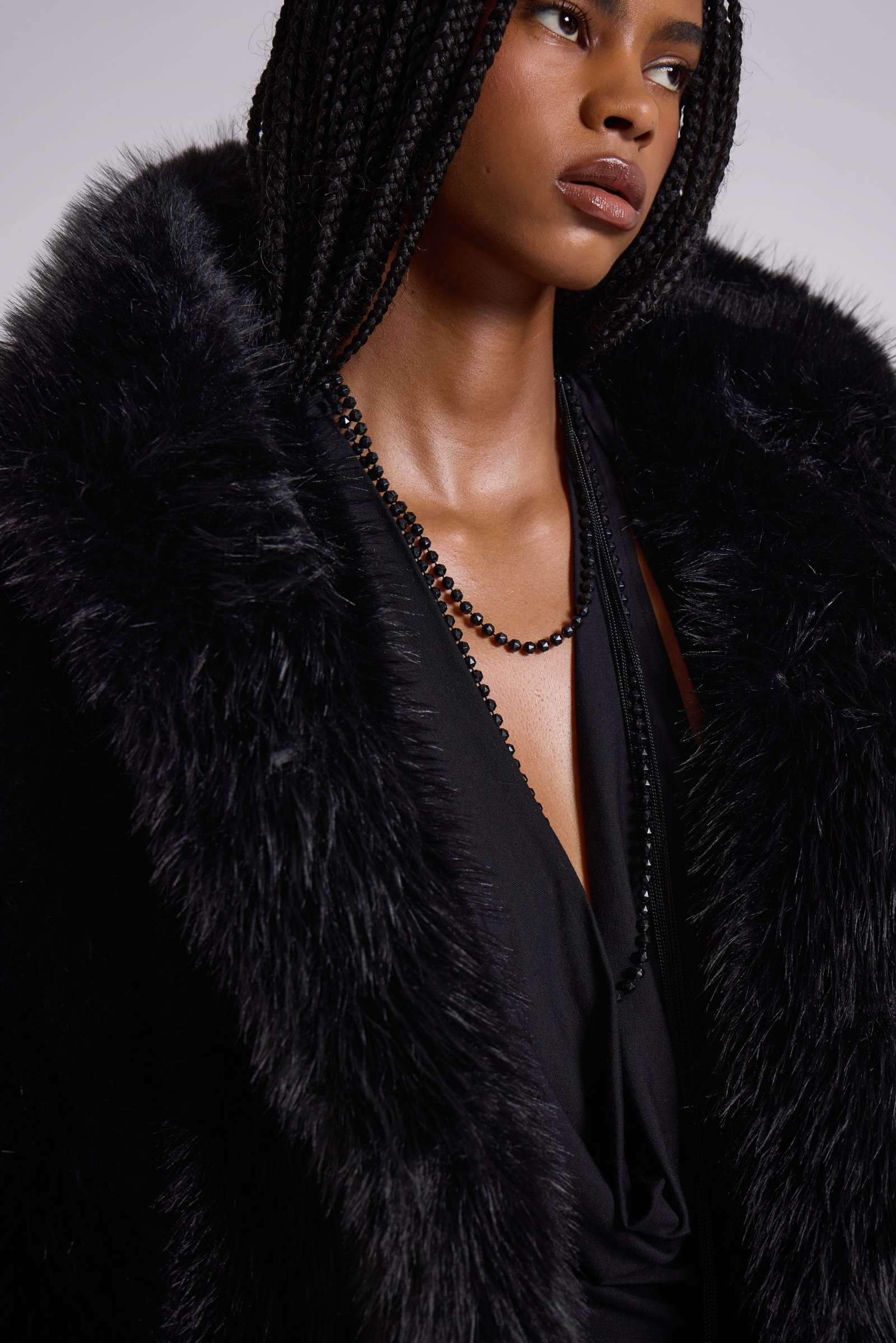 Mara Oversized Faux Fur Coat in Black Jaded London Clothing