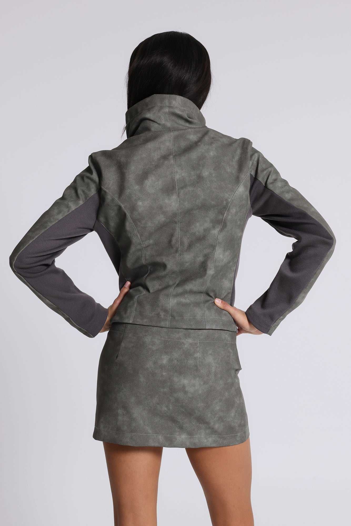 Cera Clasp Asymmetric Funnel Jacket