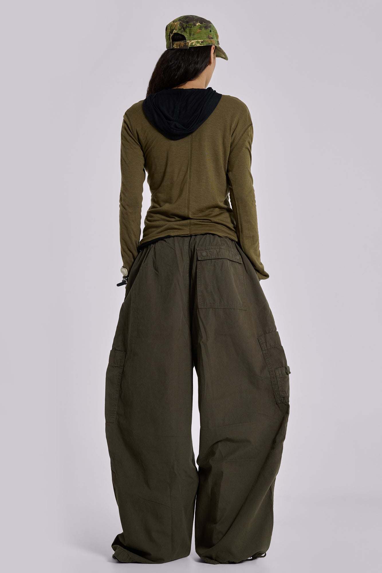 Khaki Parachute Cargo Pants