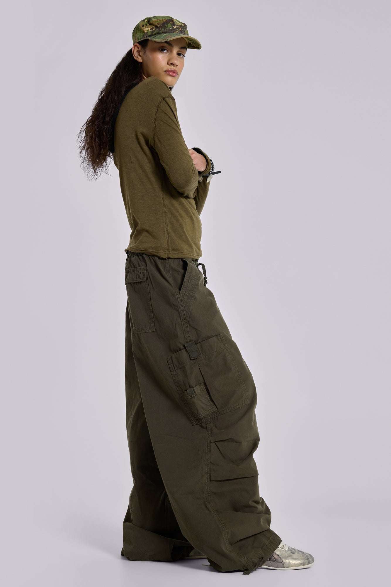 Khaki Parachute Cargo Pants