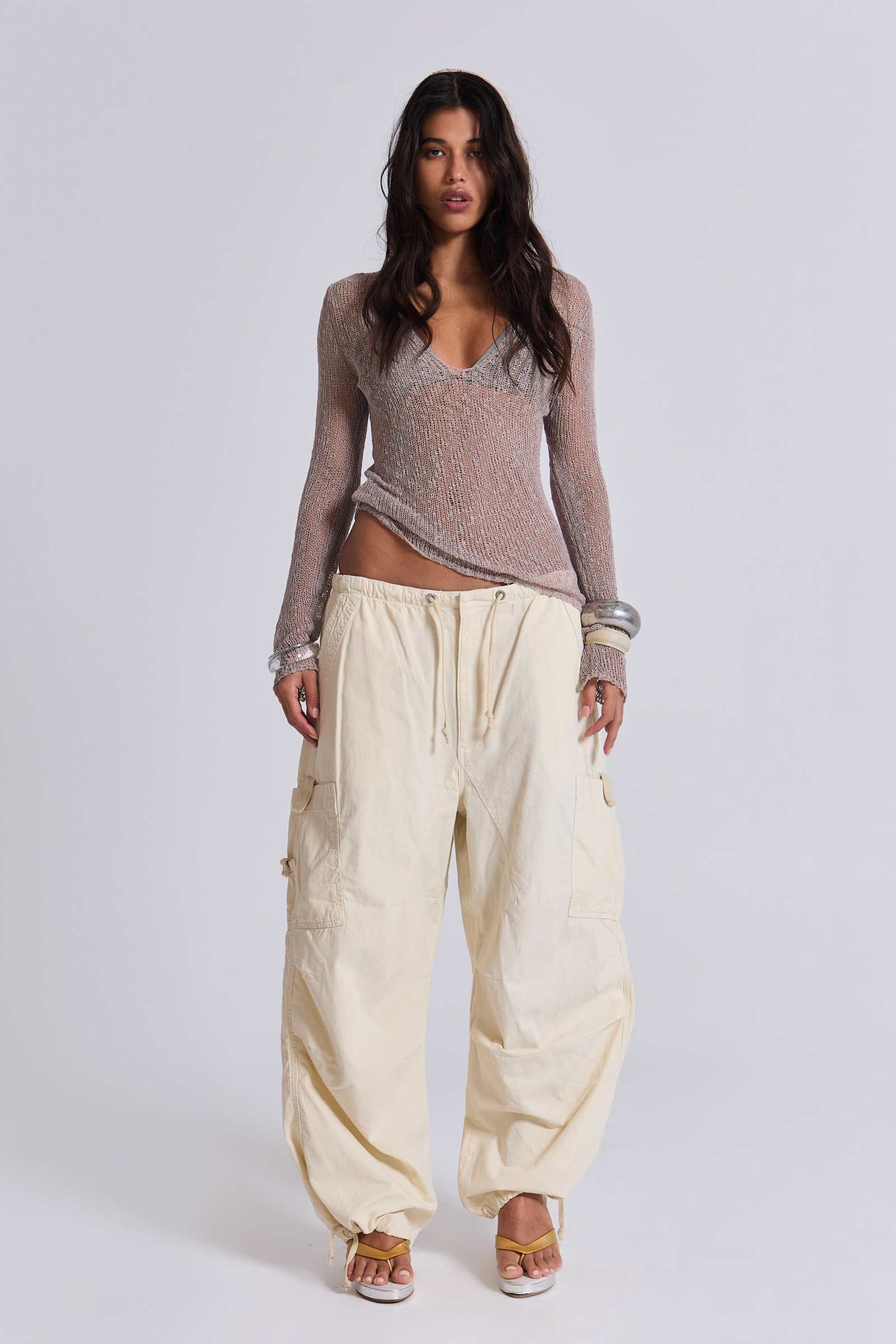 Naia Loose Knit Hooded Top