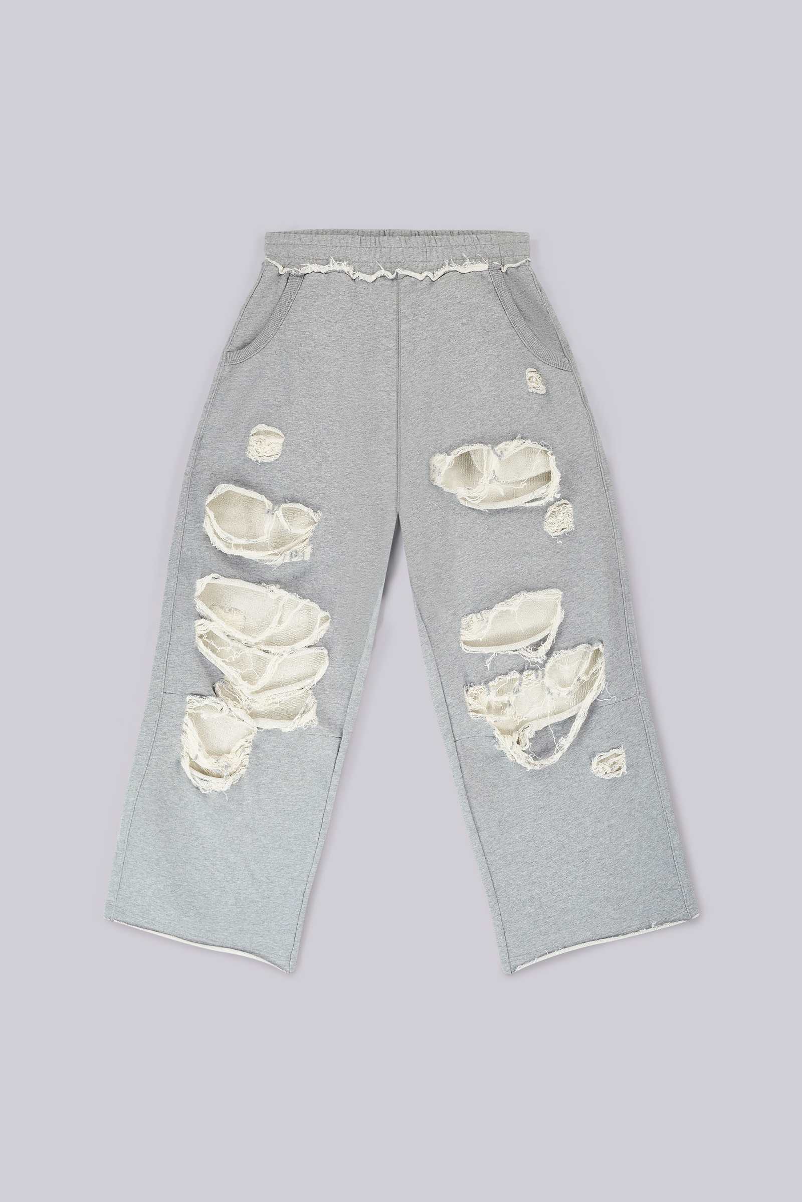 Distressed Grey Marl Baggy Monster Joggers