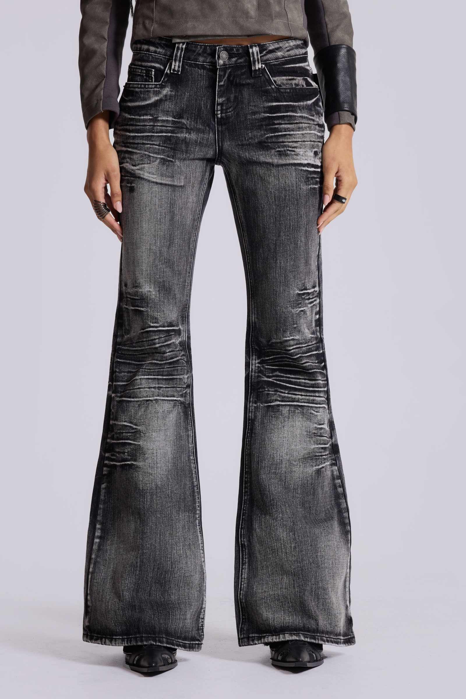 Washed Black Drift Bootcut Jeans