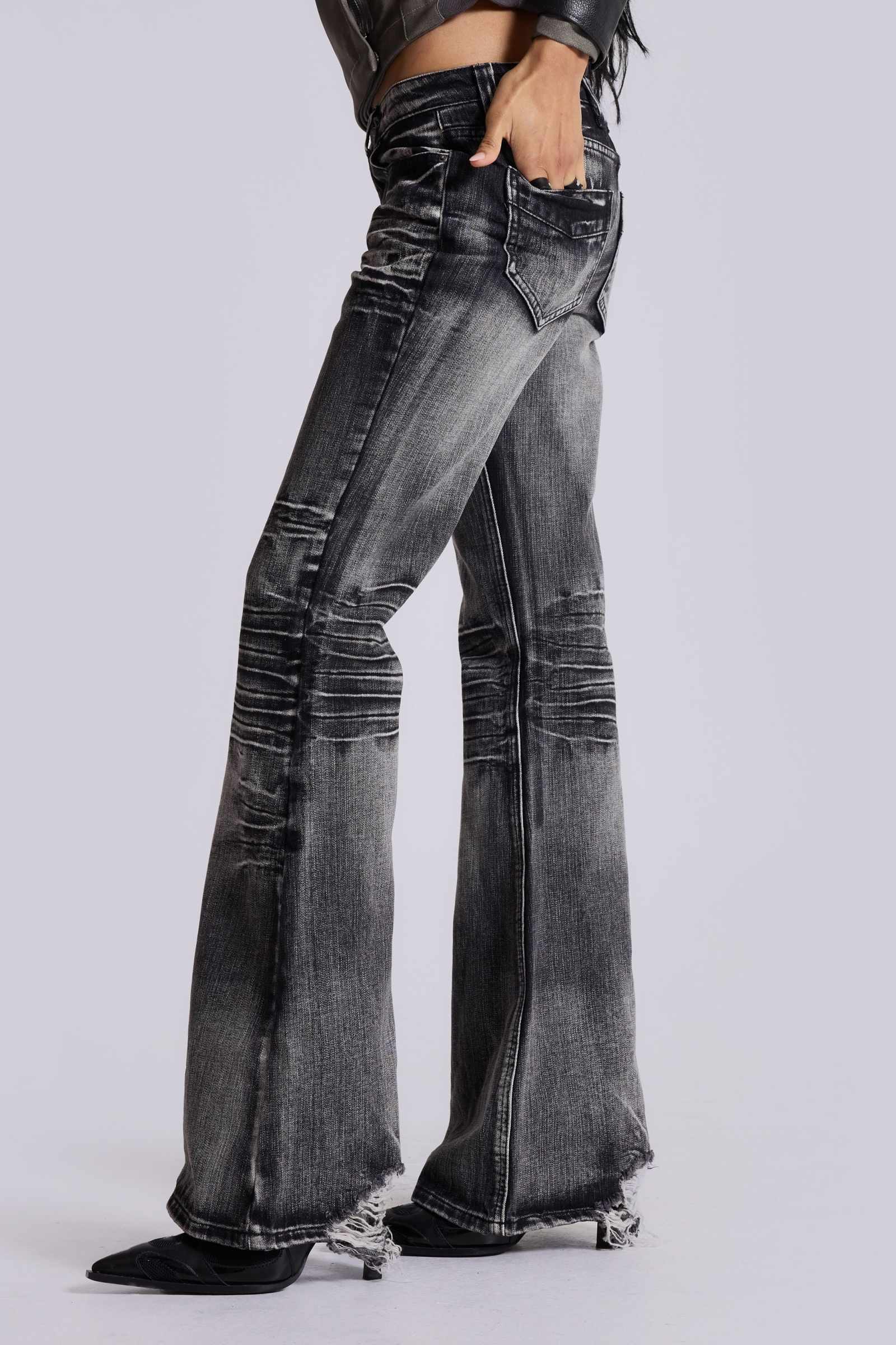 Washed Black Drift Bootcut Jeans