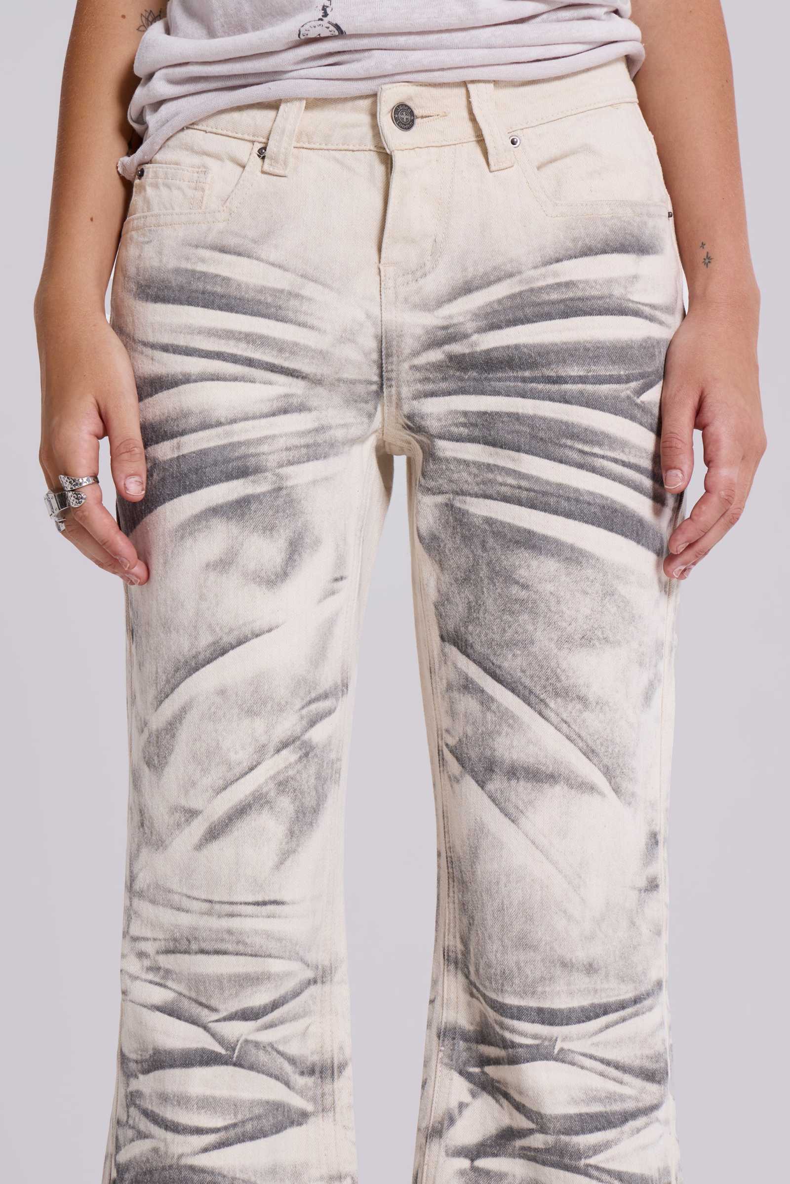 Arctic White Drift Flared Jeans