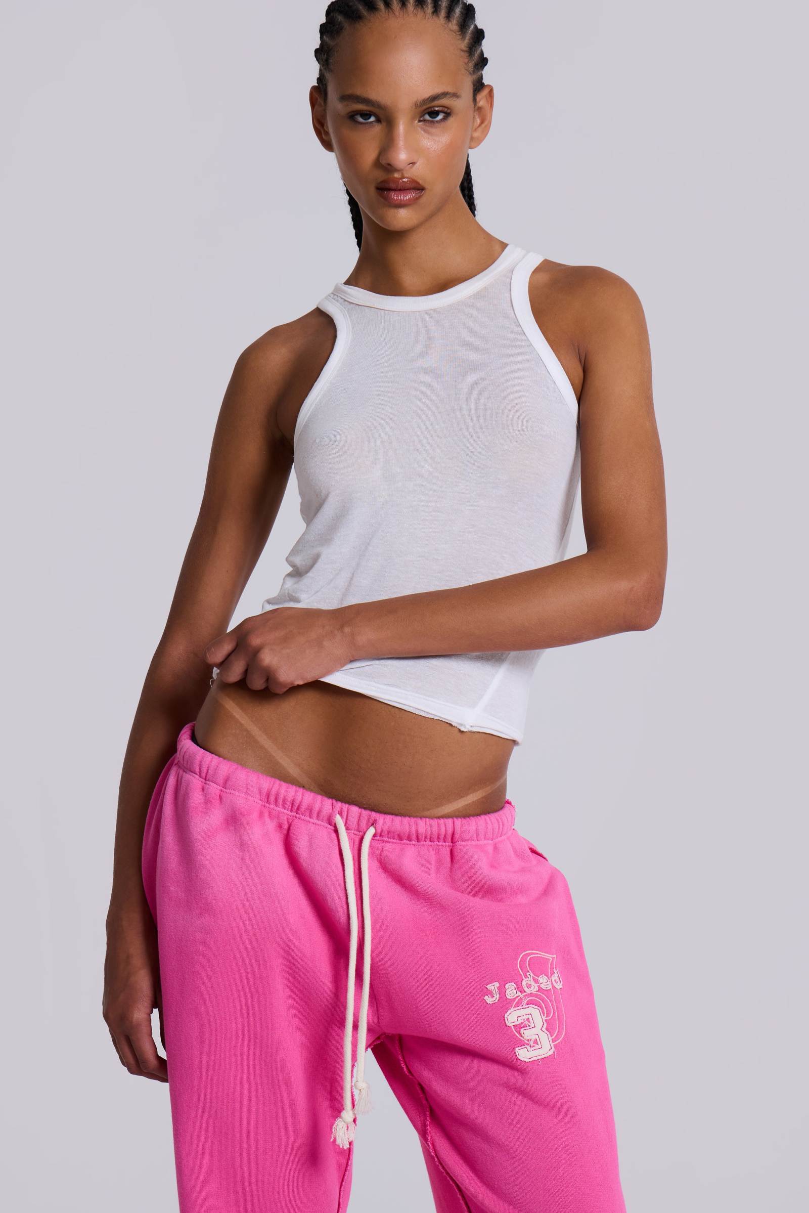 Cleo Slouchy Bootcut Jogger in Pink | Jaded London
