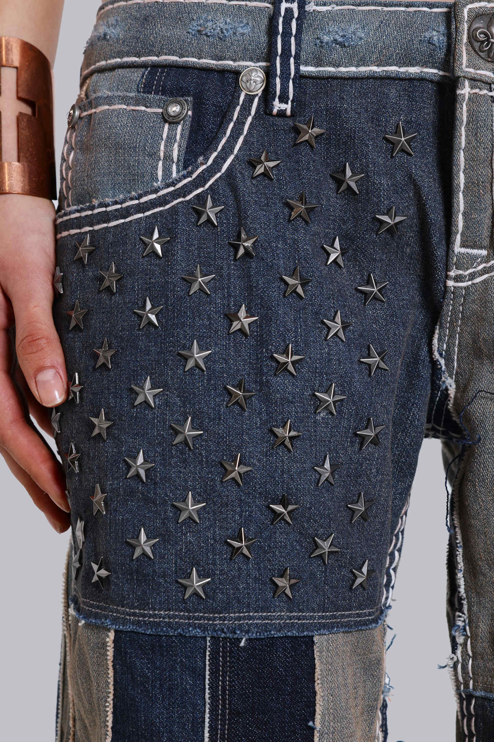 Rock Revival Patchwork Flag Rider Jeans