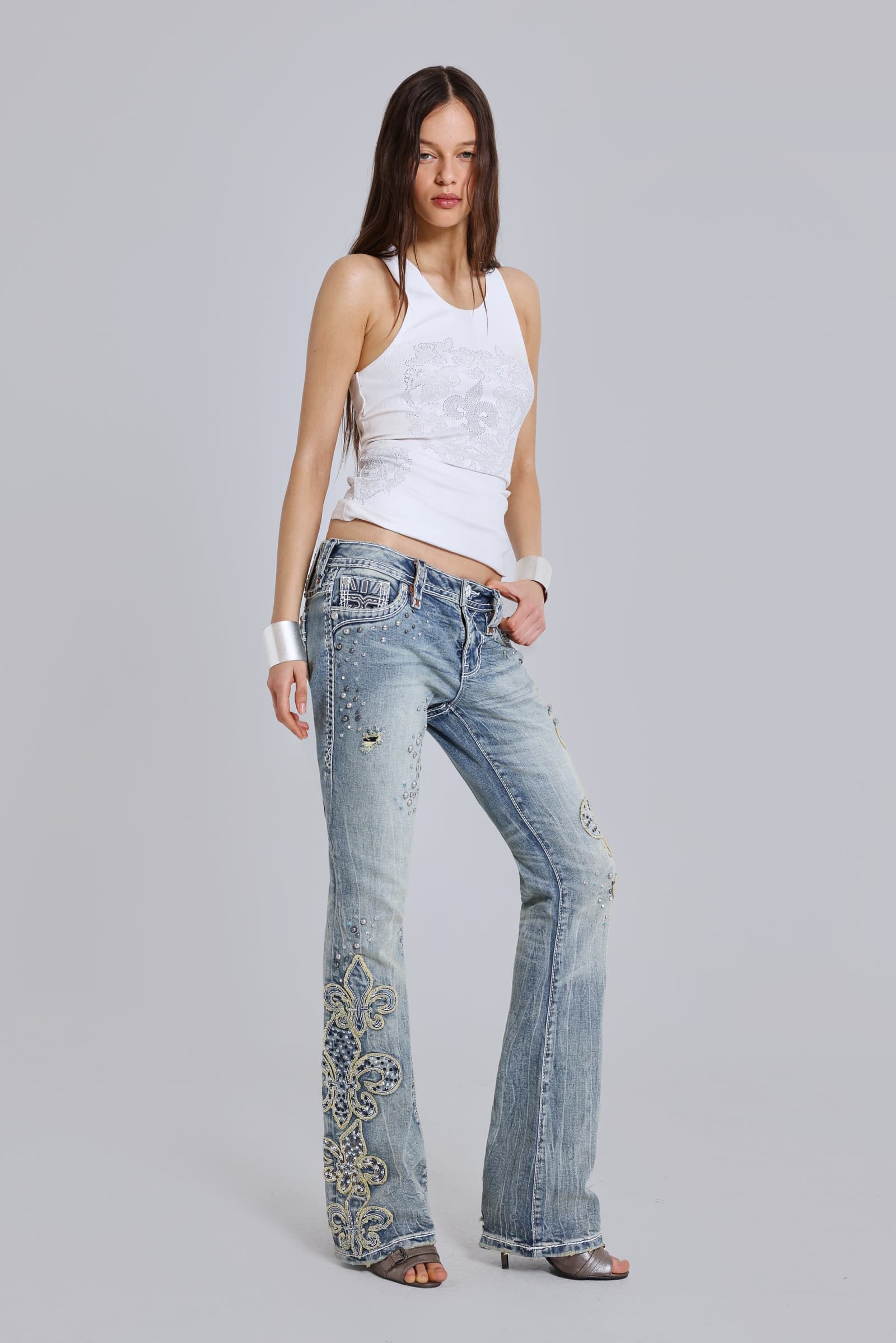 Rock Revival Rhinestone Fleur de Lis Vest Top