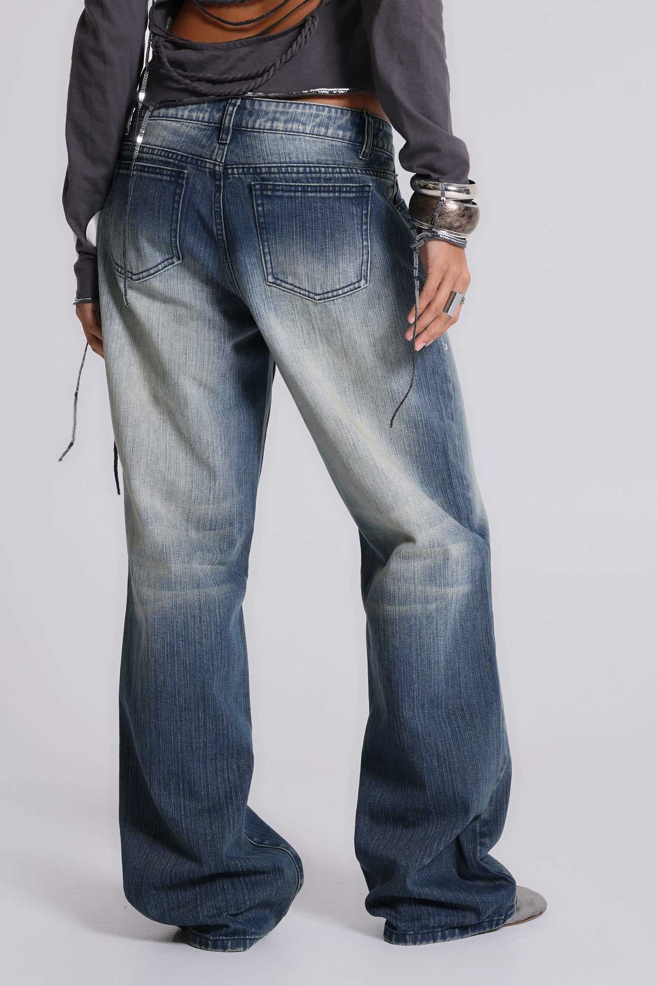 Hunter Loose Straight Leg Jeans with Mirrors