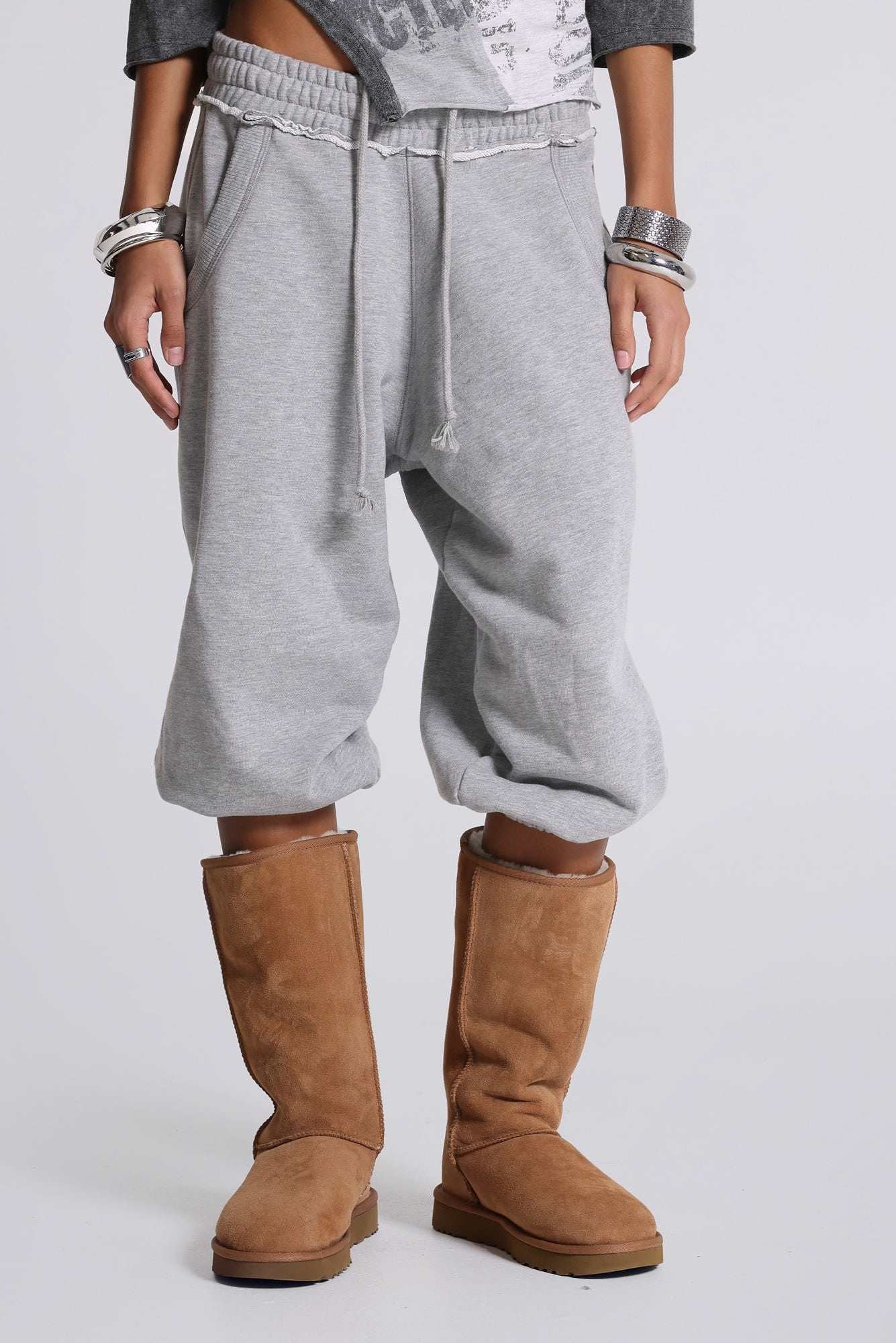 Grey Marl Cropped Monster Joggers