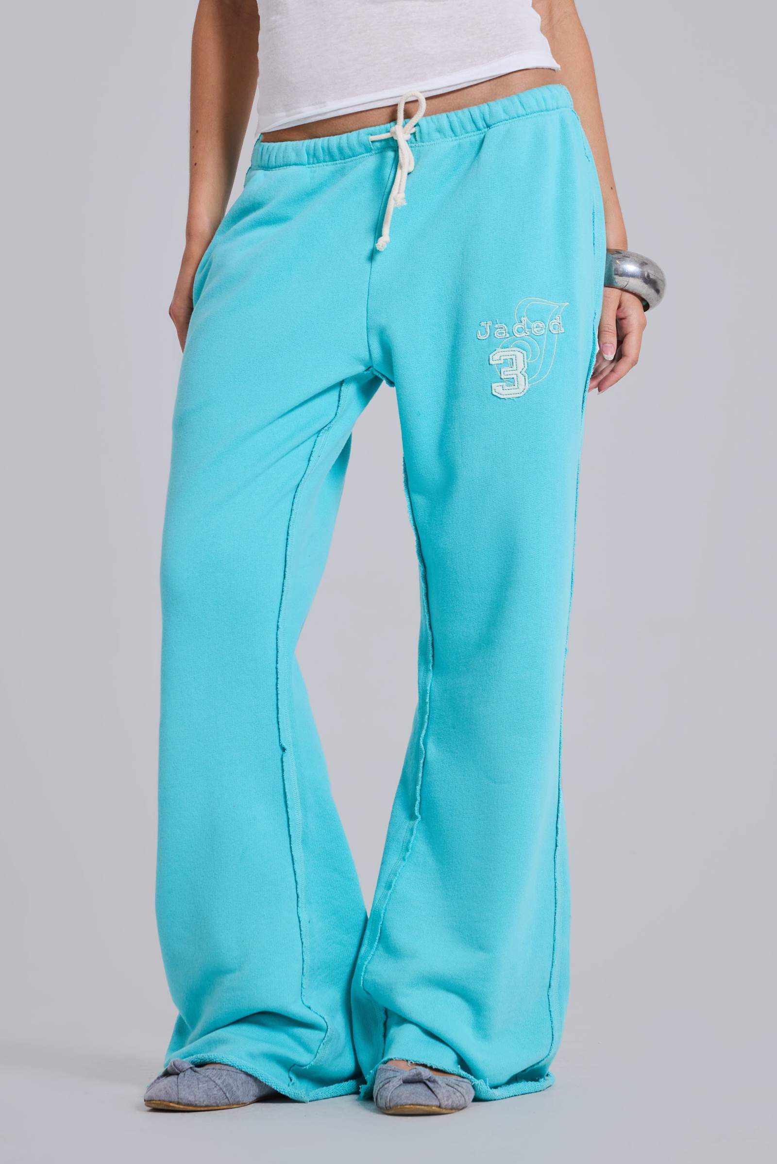 Cleo Slouchy Bootcut Jogger in Turquoise