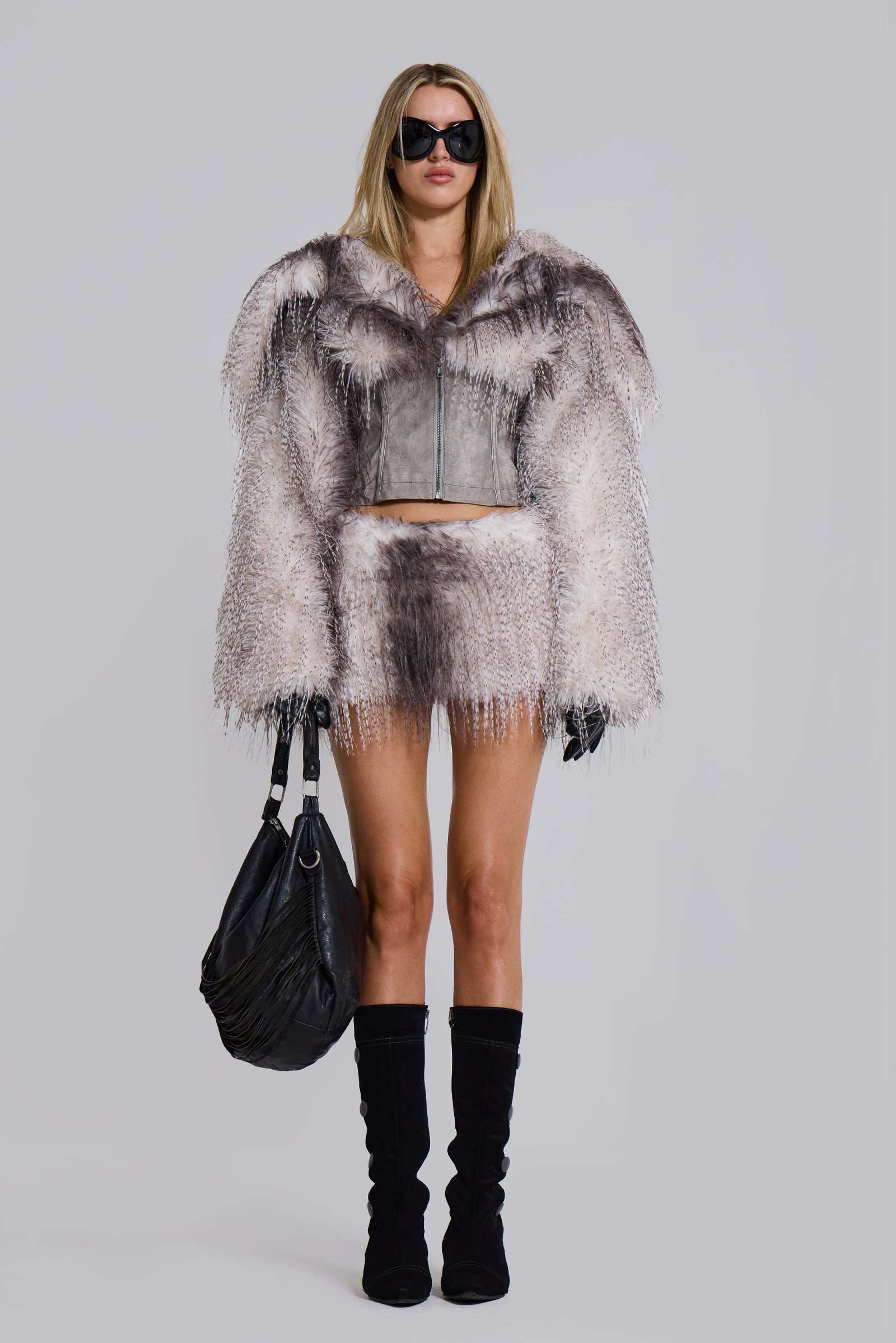 Haka Faux Feather Fur Mini Skirt | Jaded London | Clothing