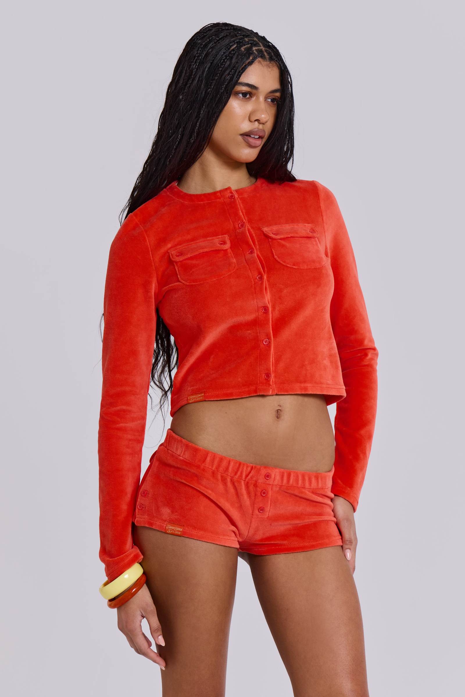 Tangerine Velour Cardigan