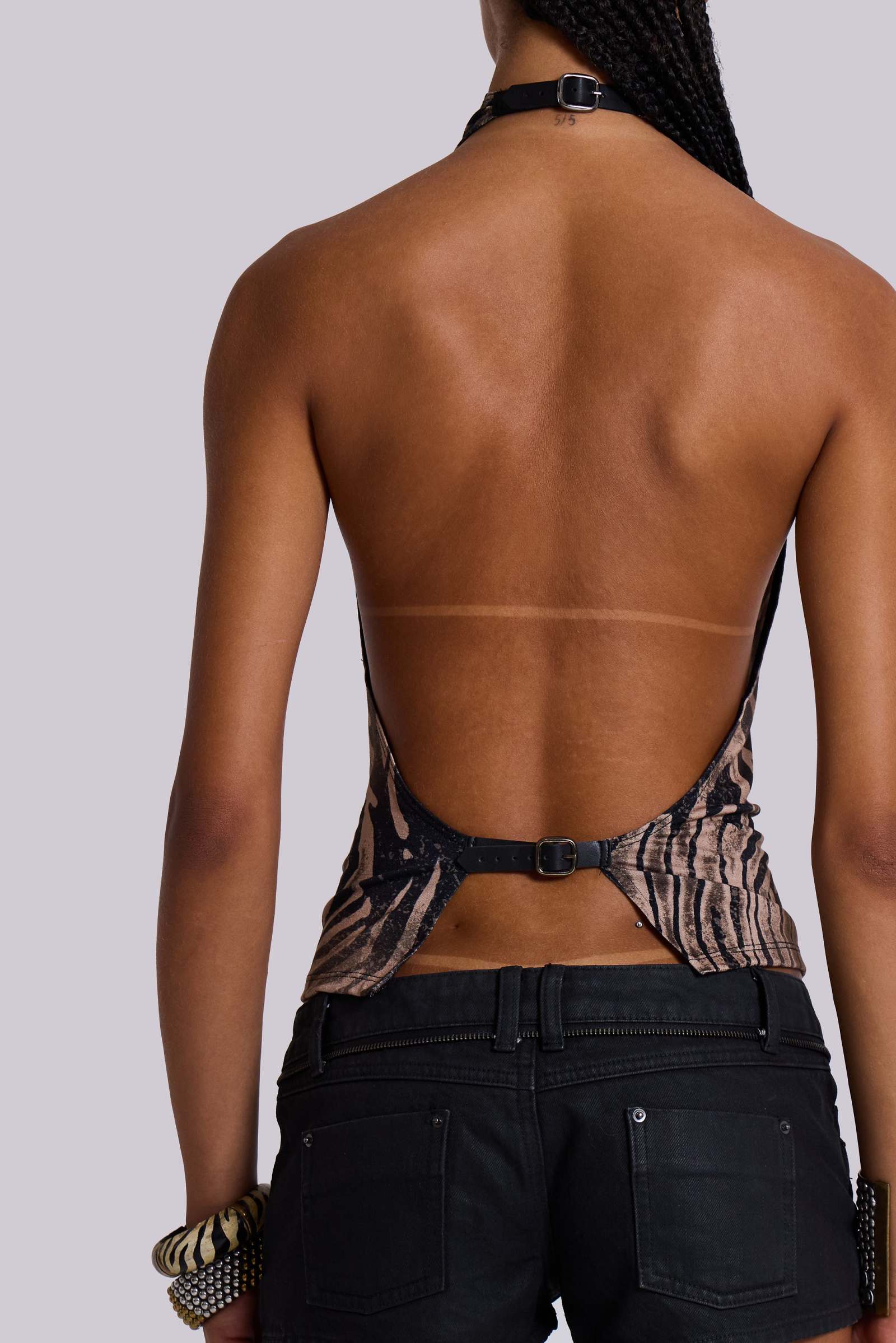 JADED LONDON◆トップス/38/ポリエステル/BLK/Black Zene Backless Top// Shop Leopard Zene Backless Top | Jaded London | Clothing