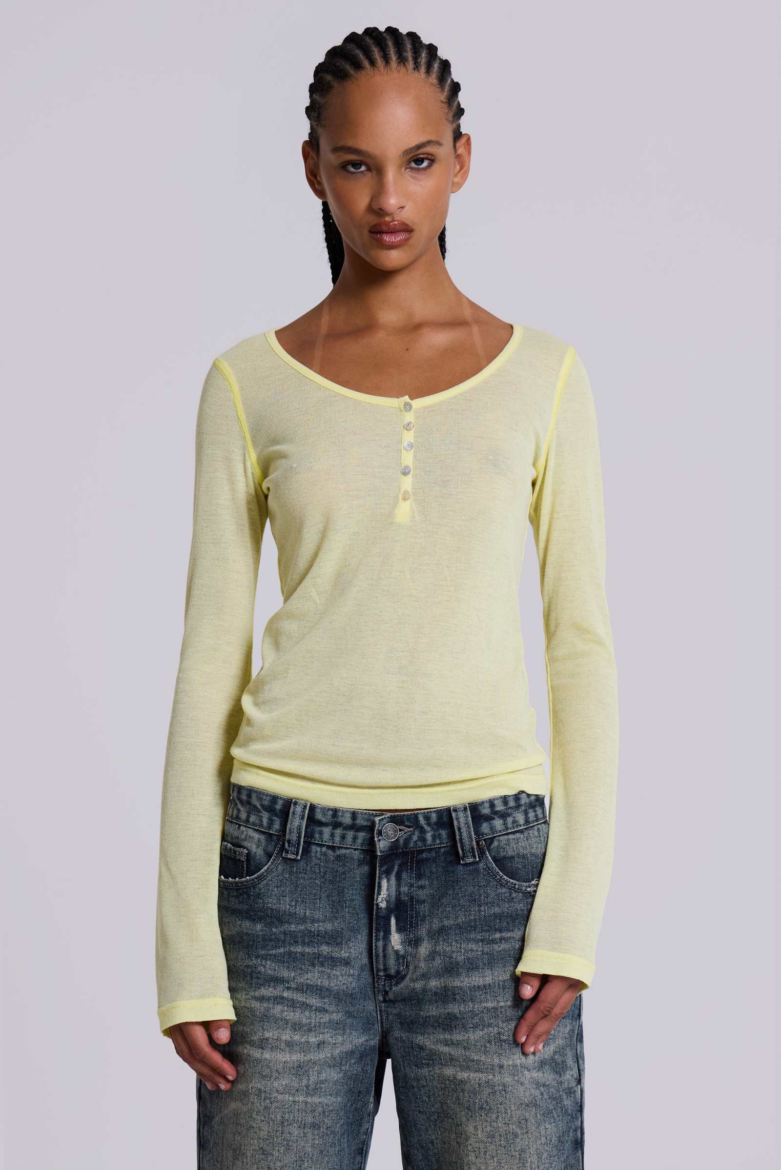 ★JADED LONDON UK★ Oatmeal Haze Henley Oatmeal Haze Henley | Jaded London | Clothing