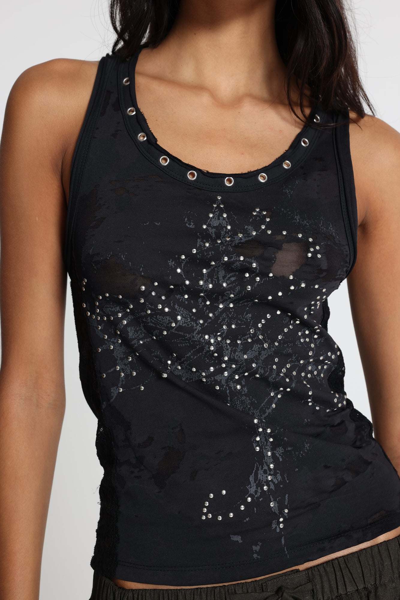 Ramona Burnout Vest Top in Black