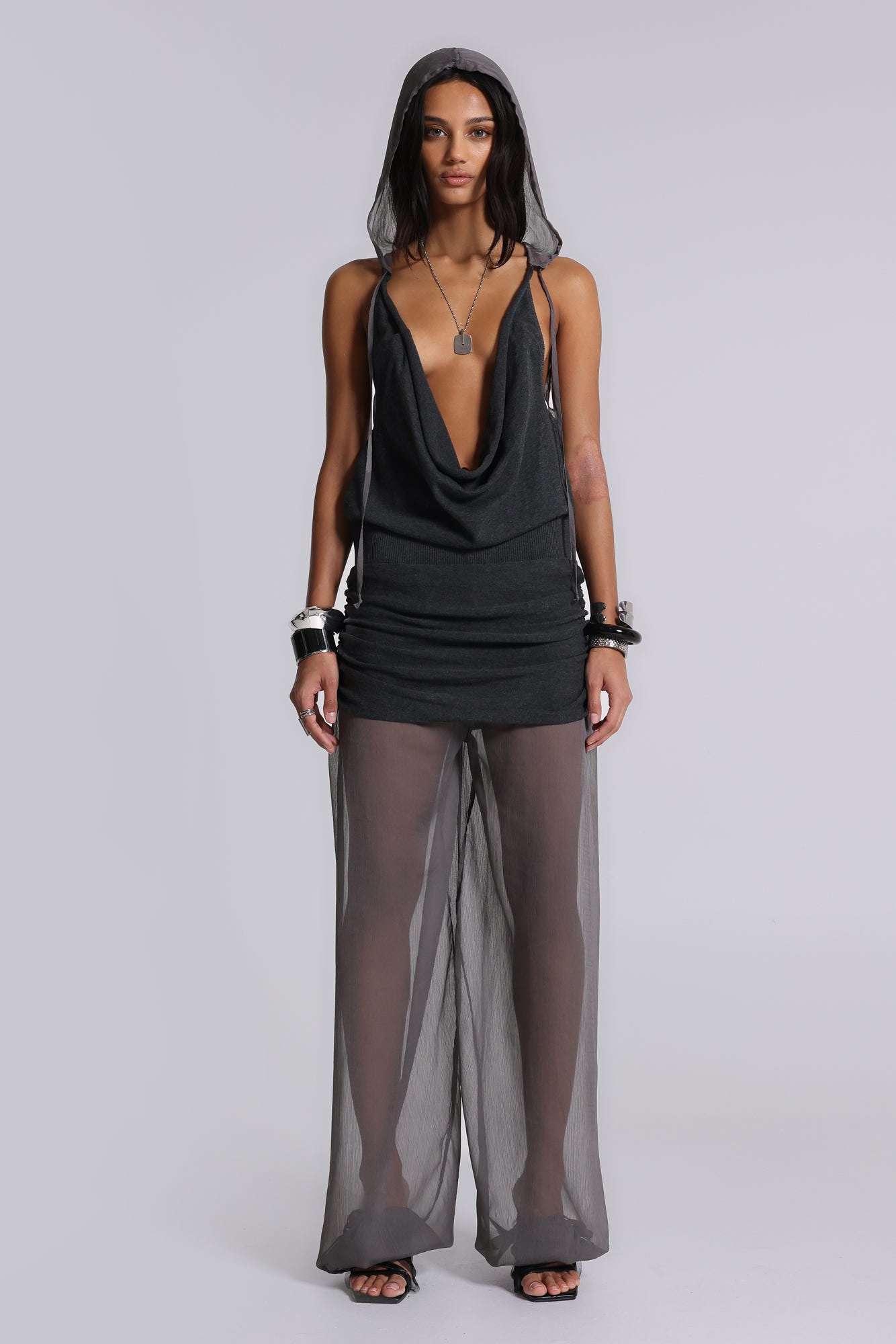 Lurien Backless Hooded Chiffon Knit Top | Jaded London | Clothing Lurien Backless Hooded Chiffon Knit Top | Jaded London | Clothing