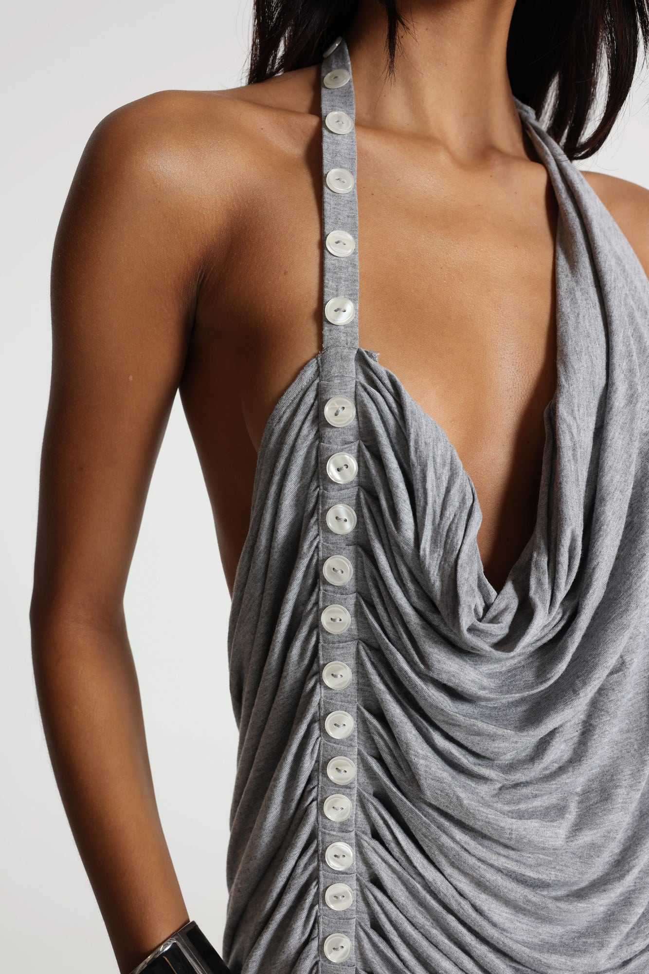 Alisia Backless Button Halter Top