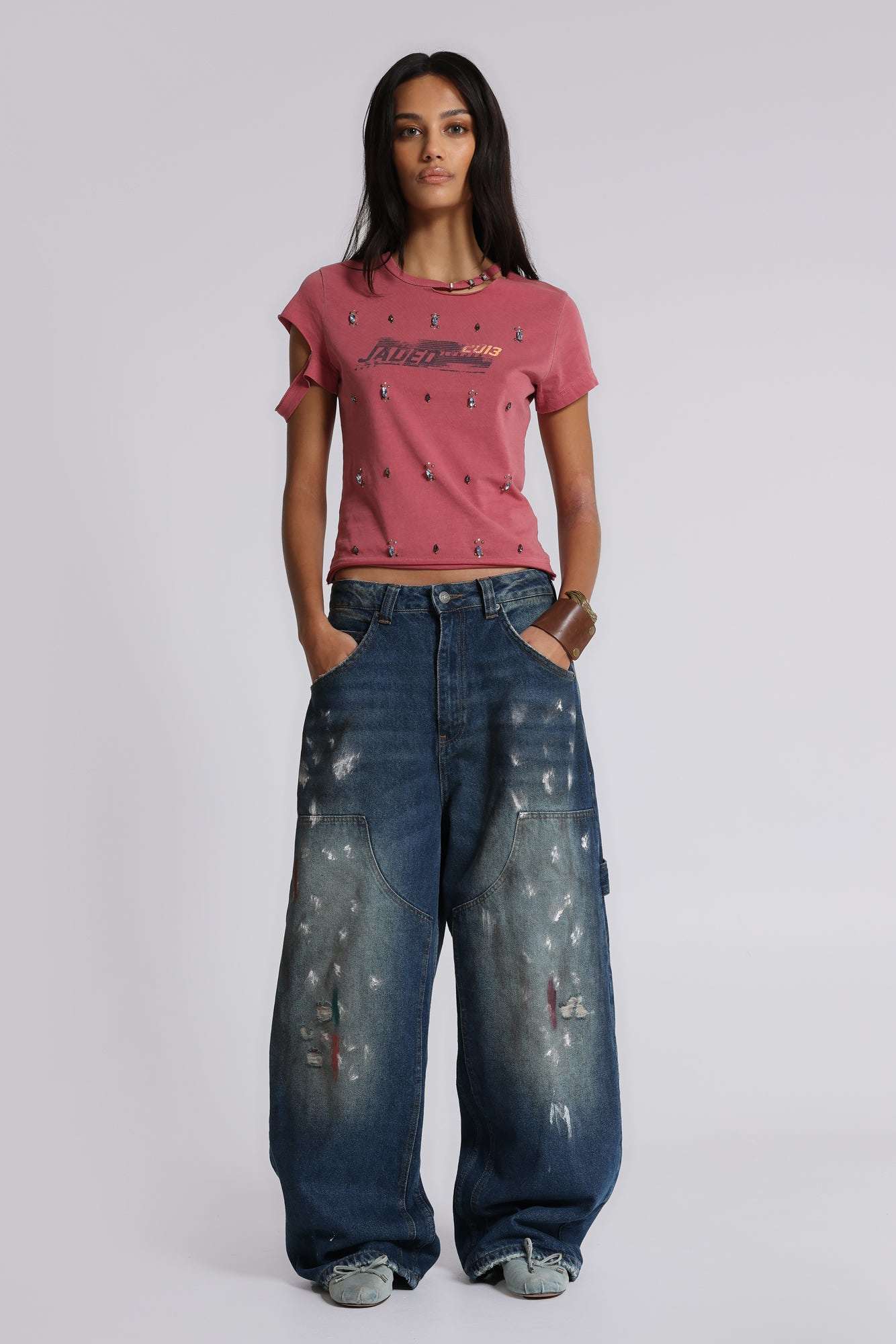 Rally Distressed Embellished Tee