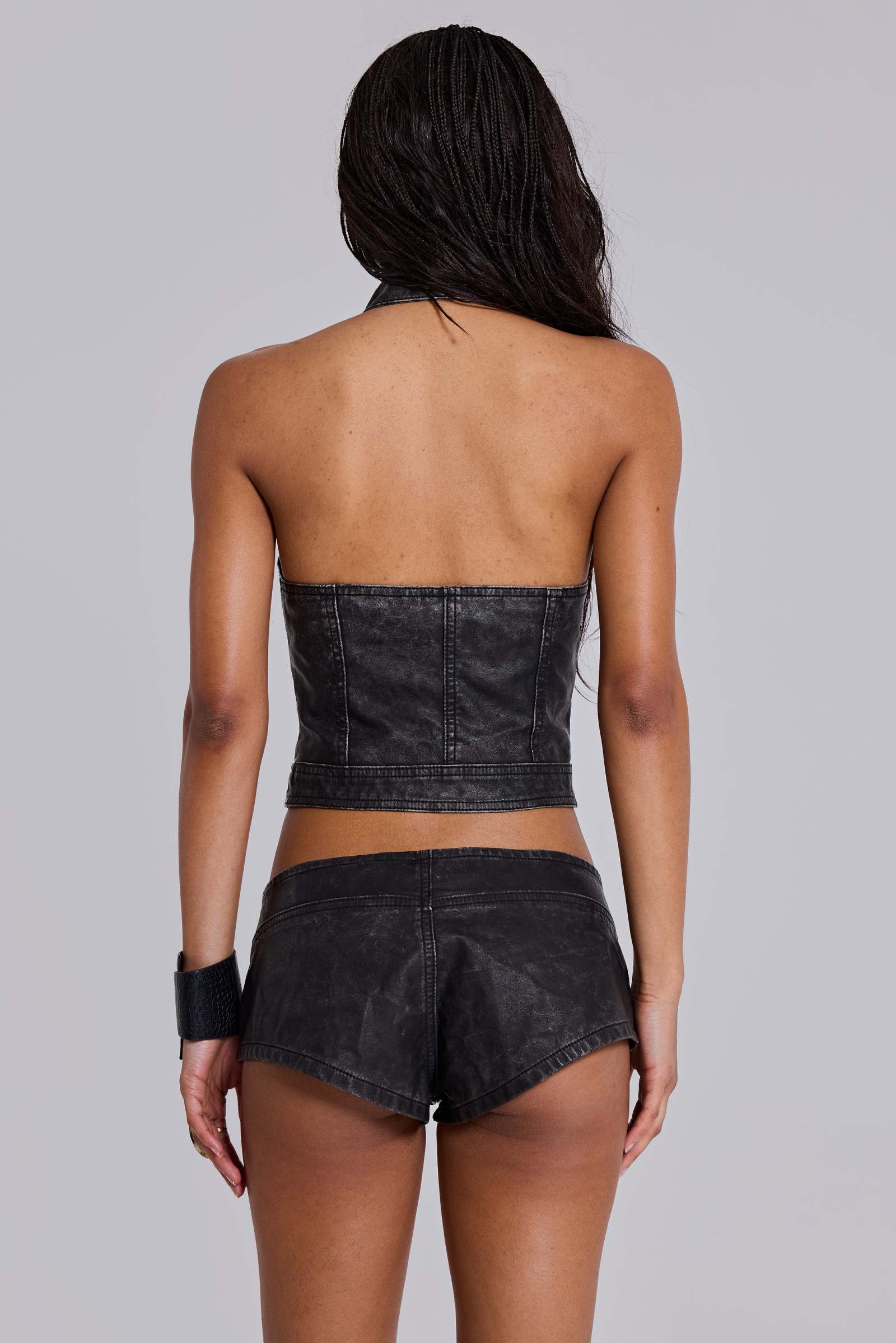 Rebel Military PU Leather Mini Shorts