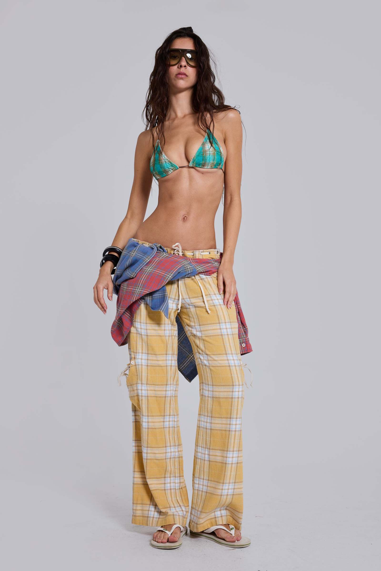 Freda Check Triangle Bikini Top