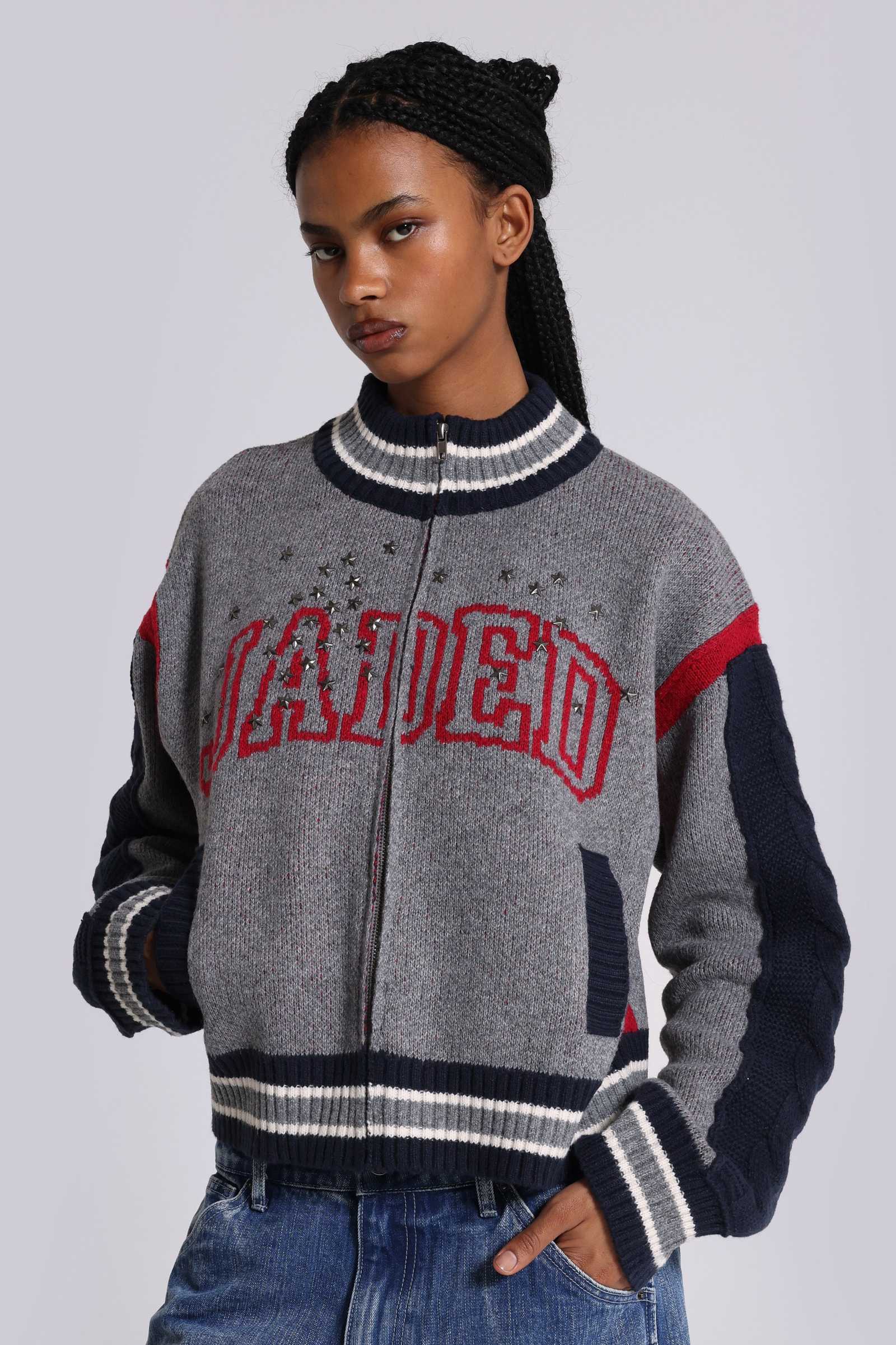 Team USA Studded Knitted Bomber Jacket