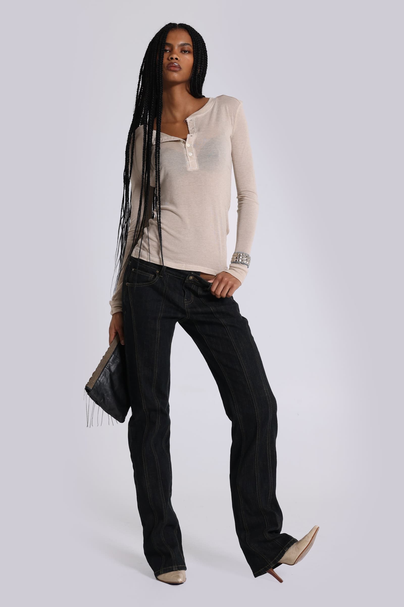 Oatmeal Haze Henley Top