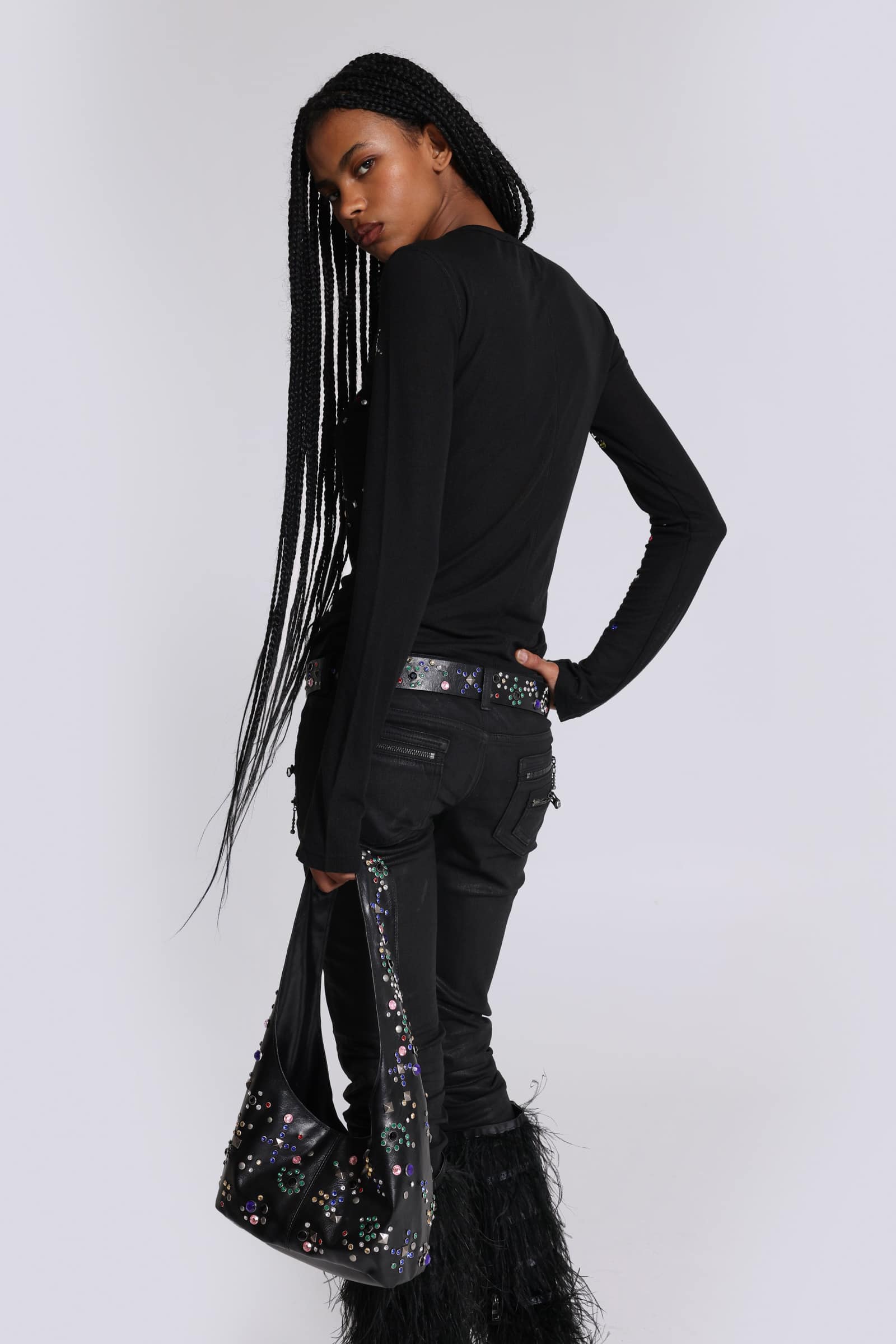 Jexa Jewel Studded Long Sleeve Top