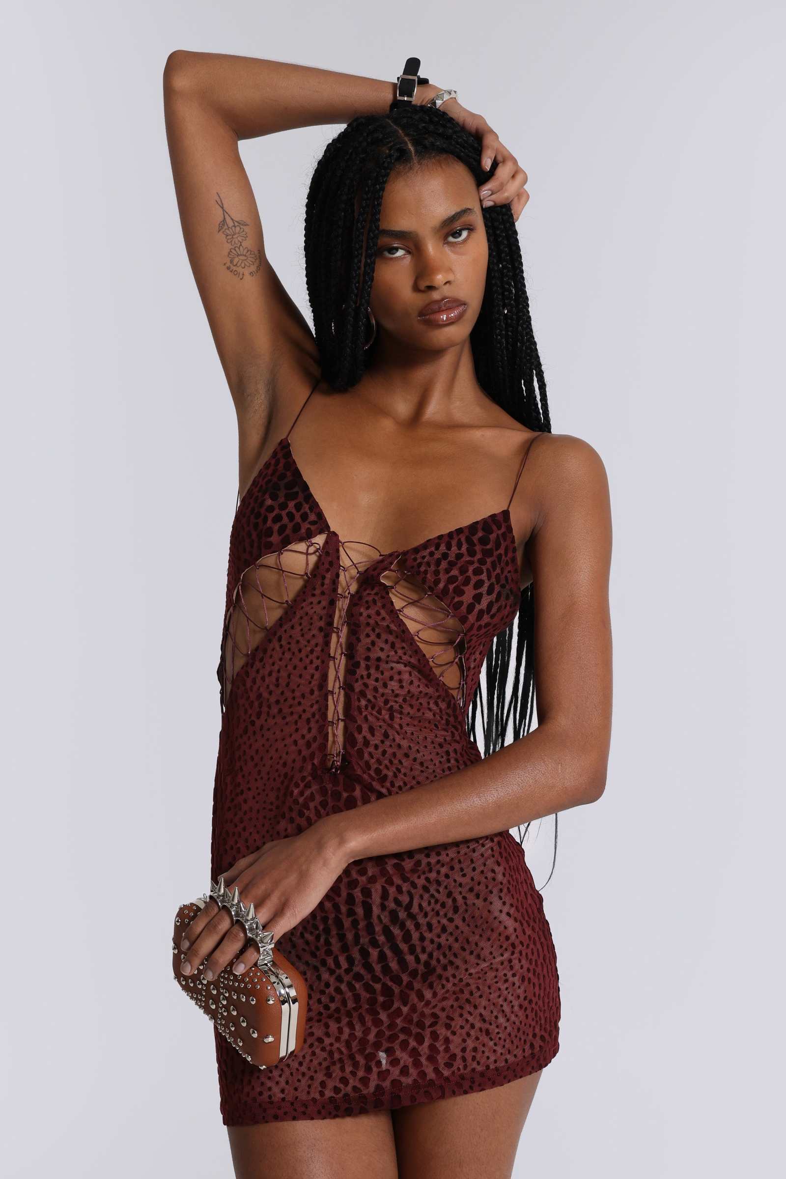 Rhyxa Lace Up Mini Dress