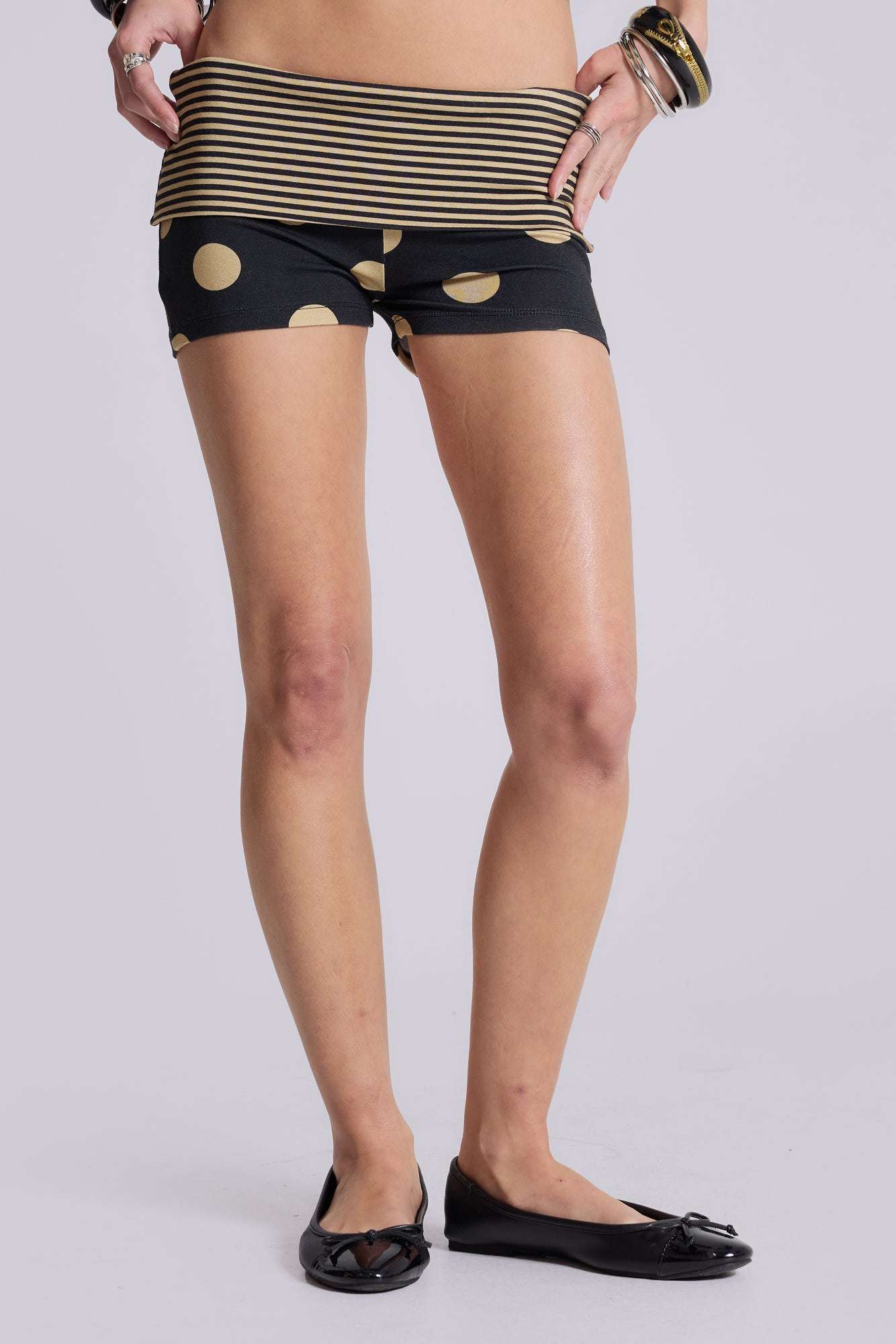 Lola Polkadot Fold Over Waistband Mini Shorts