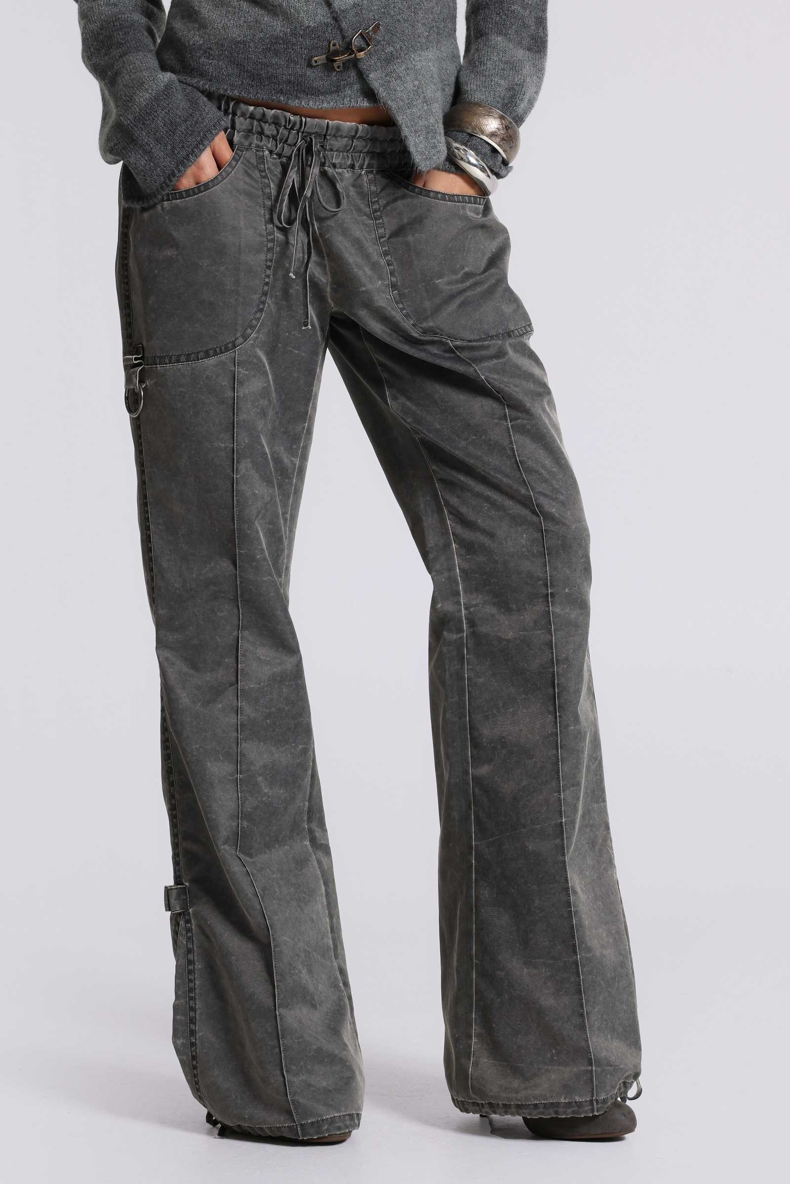 Vire Washed Satin Cargo Trousers