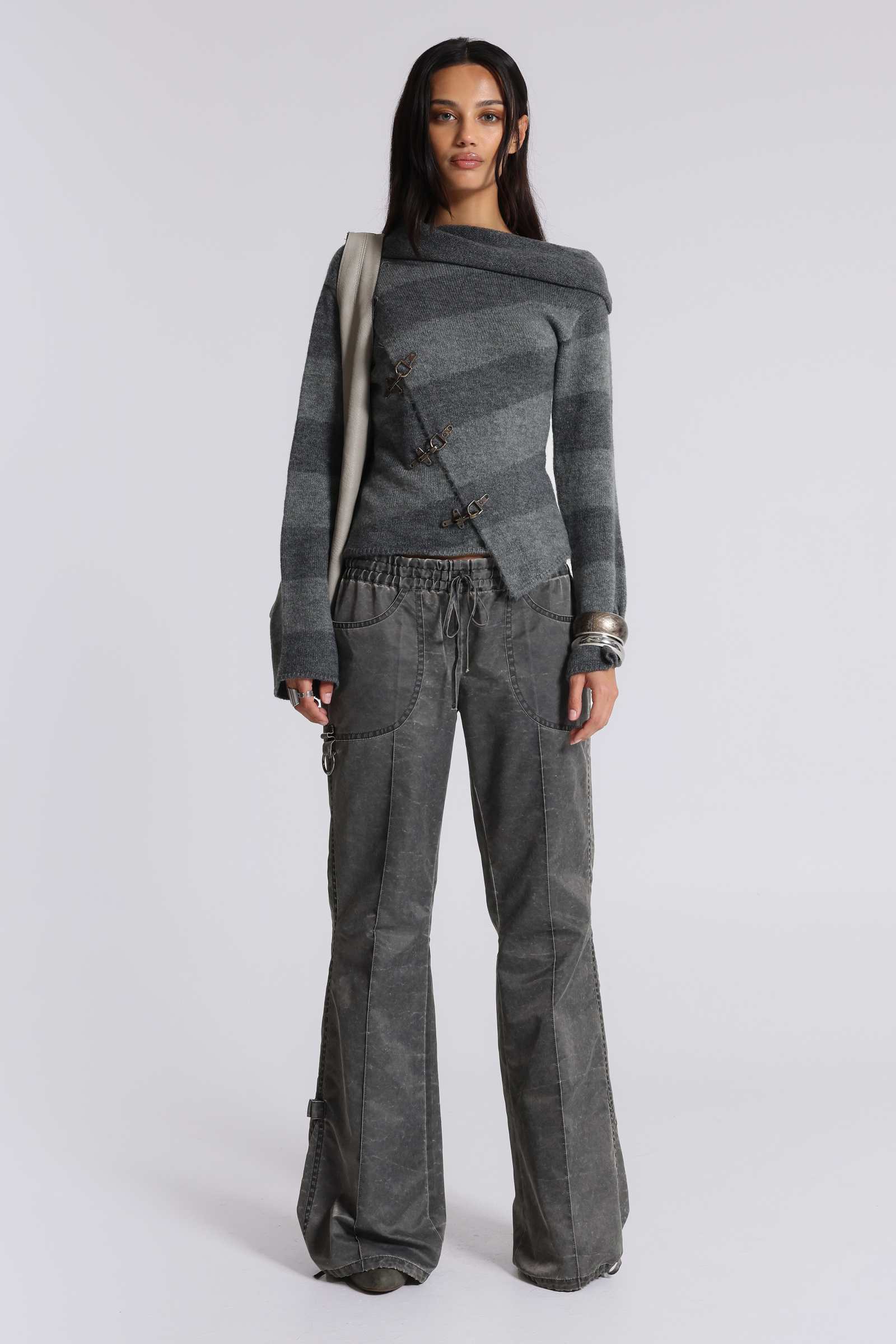 Vire Washed Satin Cargo Trousers