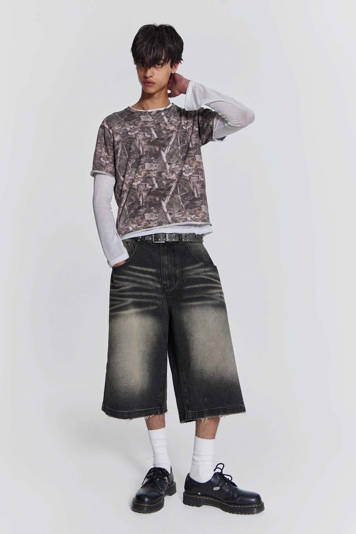 Shop Washed Black Colossus Jorts | Jaded London | Clothing