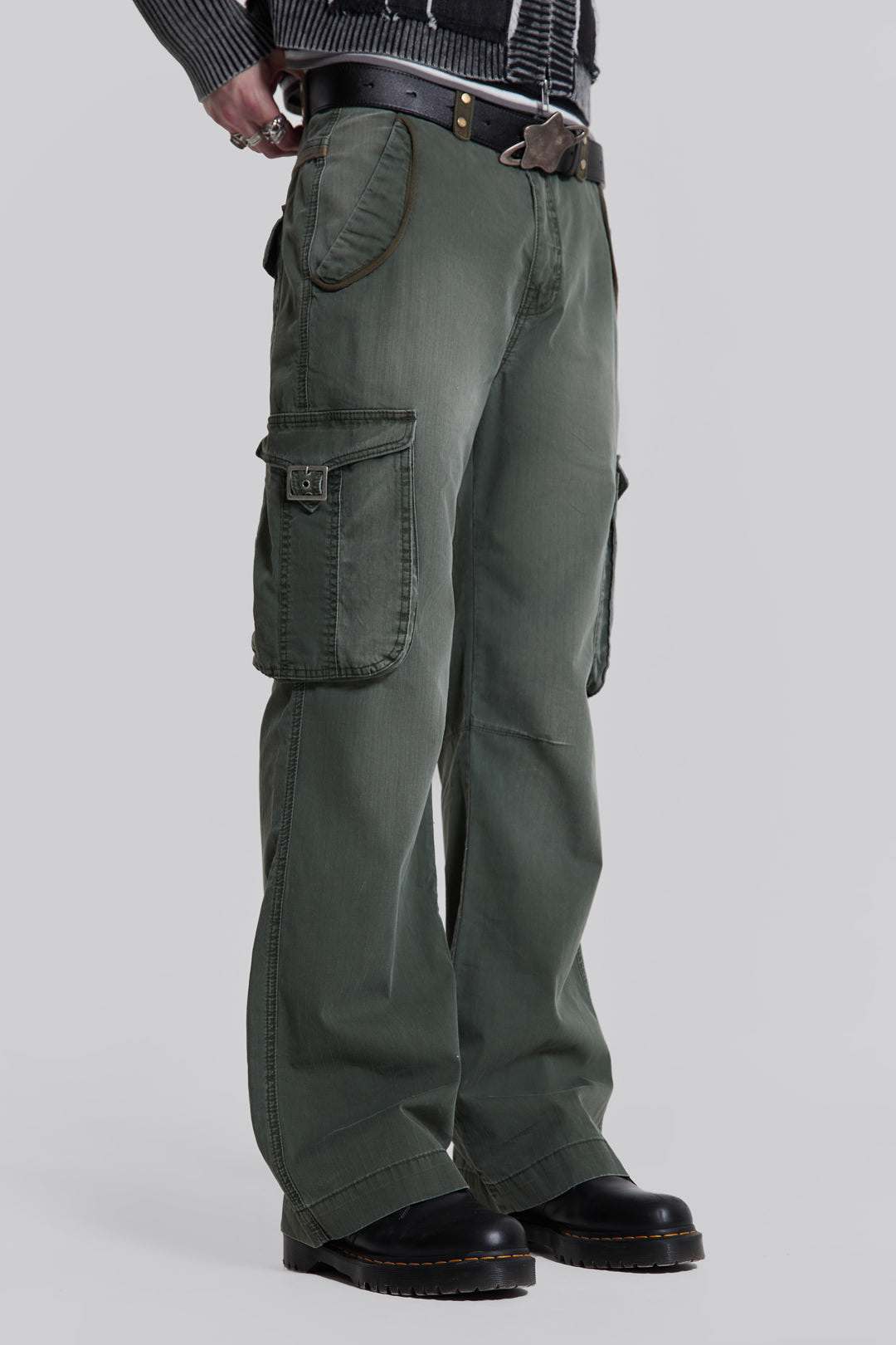 Khaki Straight Leg Cargo Trousers