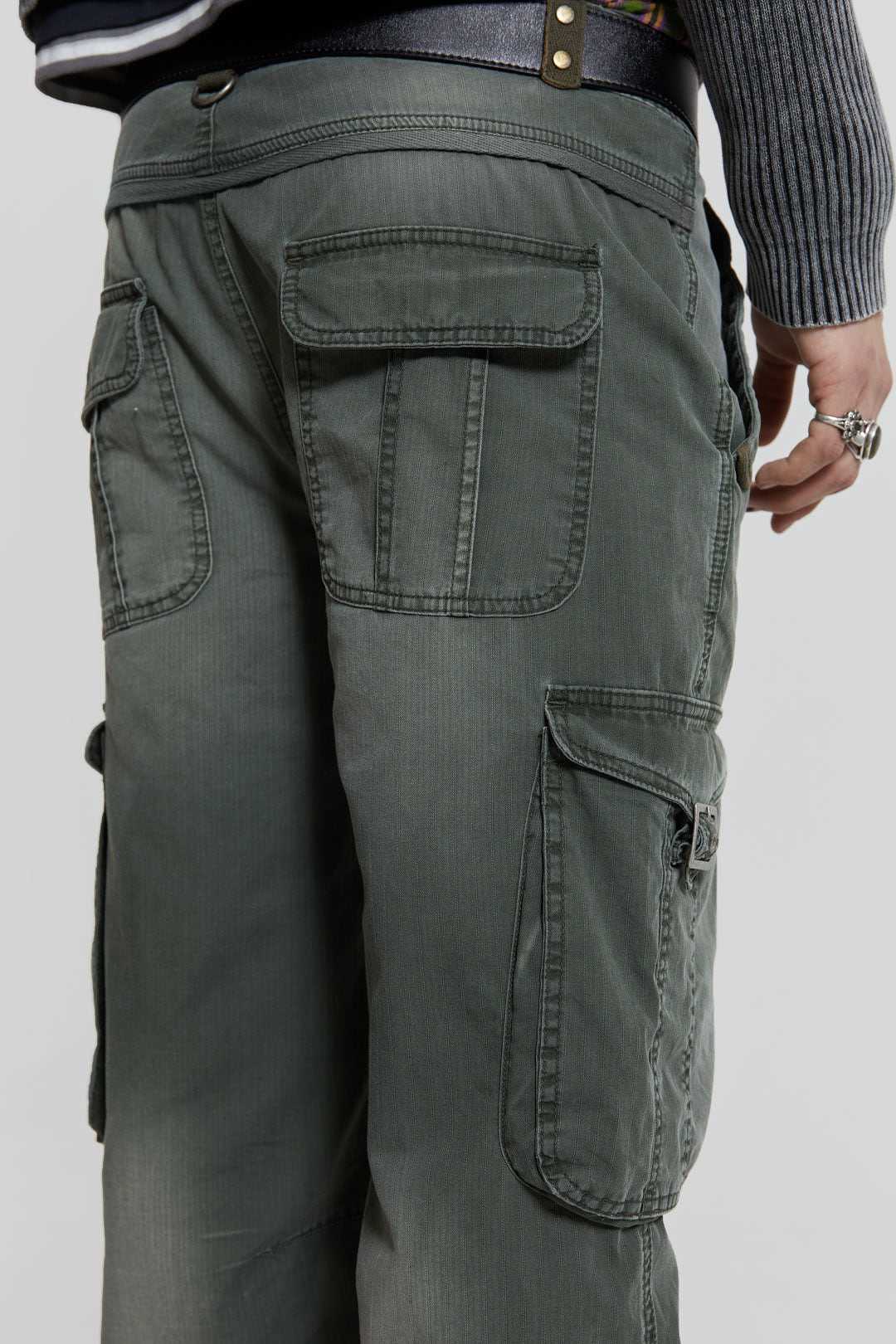 Khaki Straight Leg Cargo Trousers