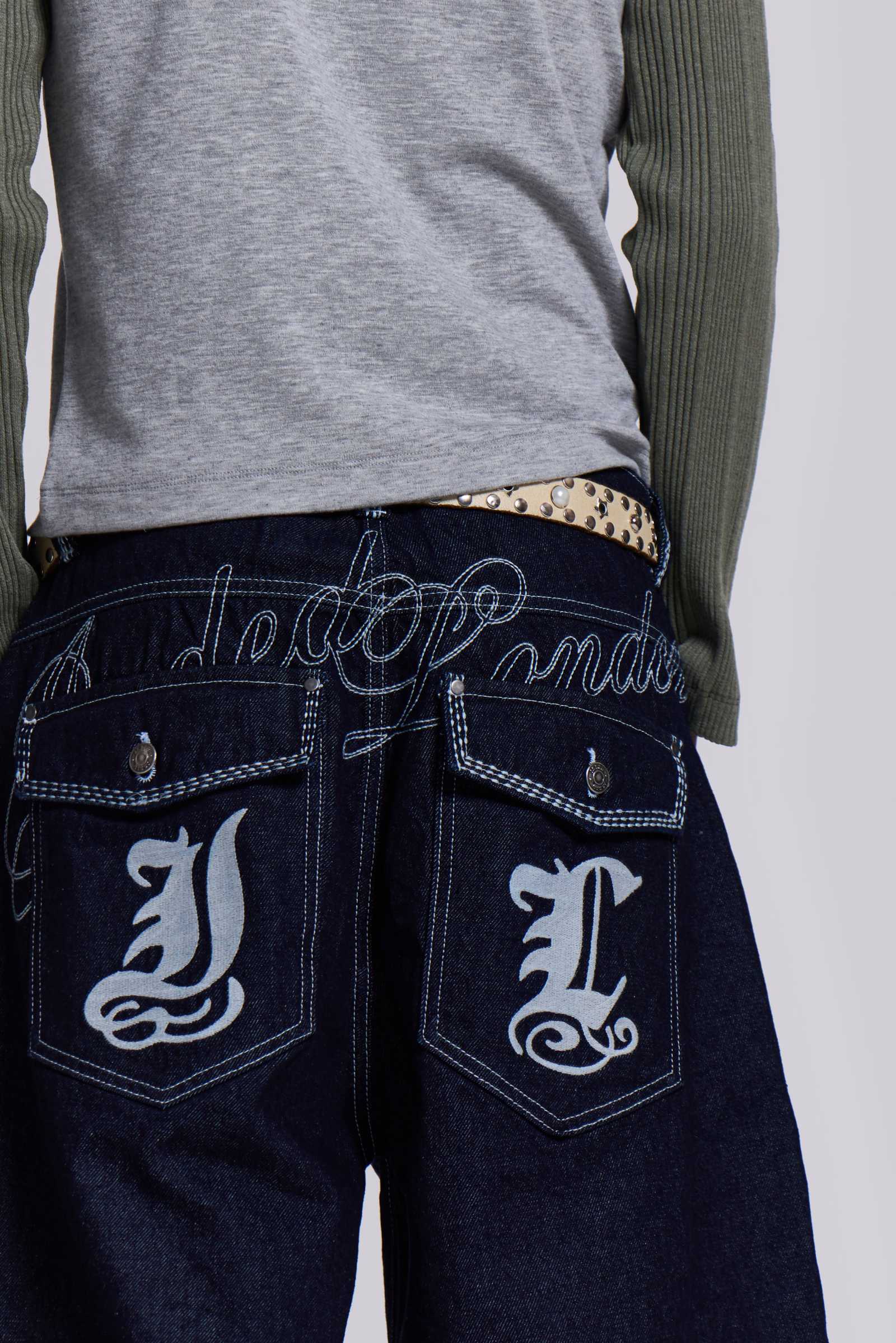 Shop Sonic J-L Indigo Jorts | Jaded London | Clothing