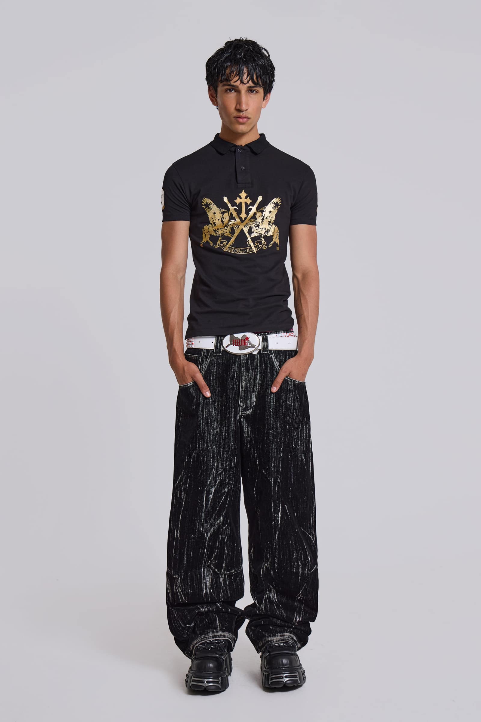 Black Flock Colossus Jeans
